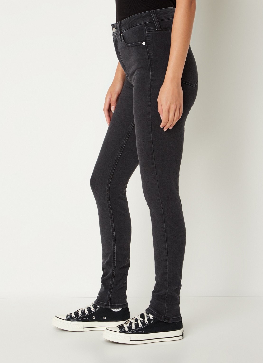 Calvin Klein High waist skinny jeans met stretch  - detail 5 diepzwart