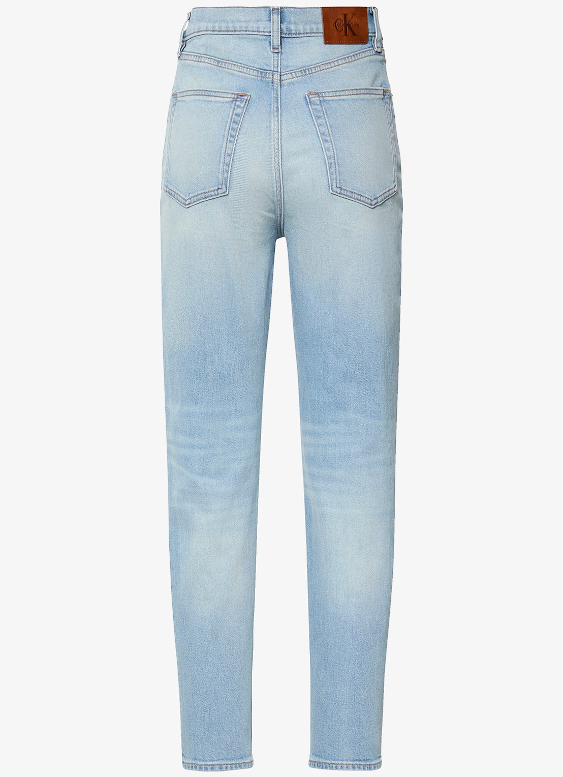 Calvin Klein High waist straight fit jeans met lichte wassing - achterkant denim