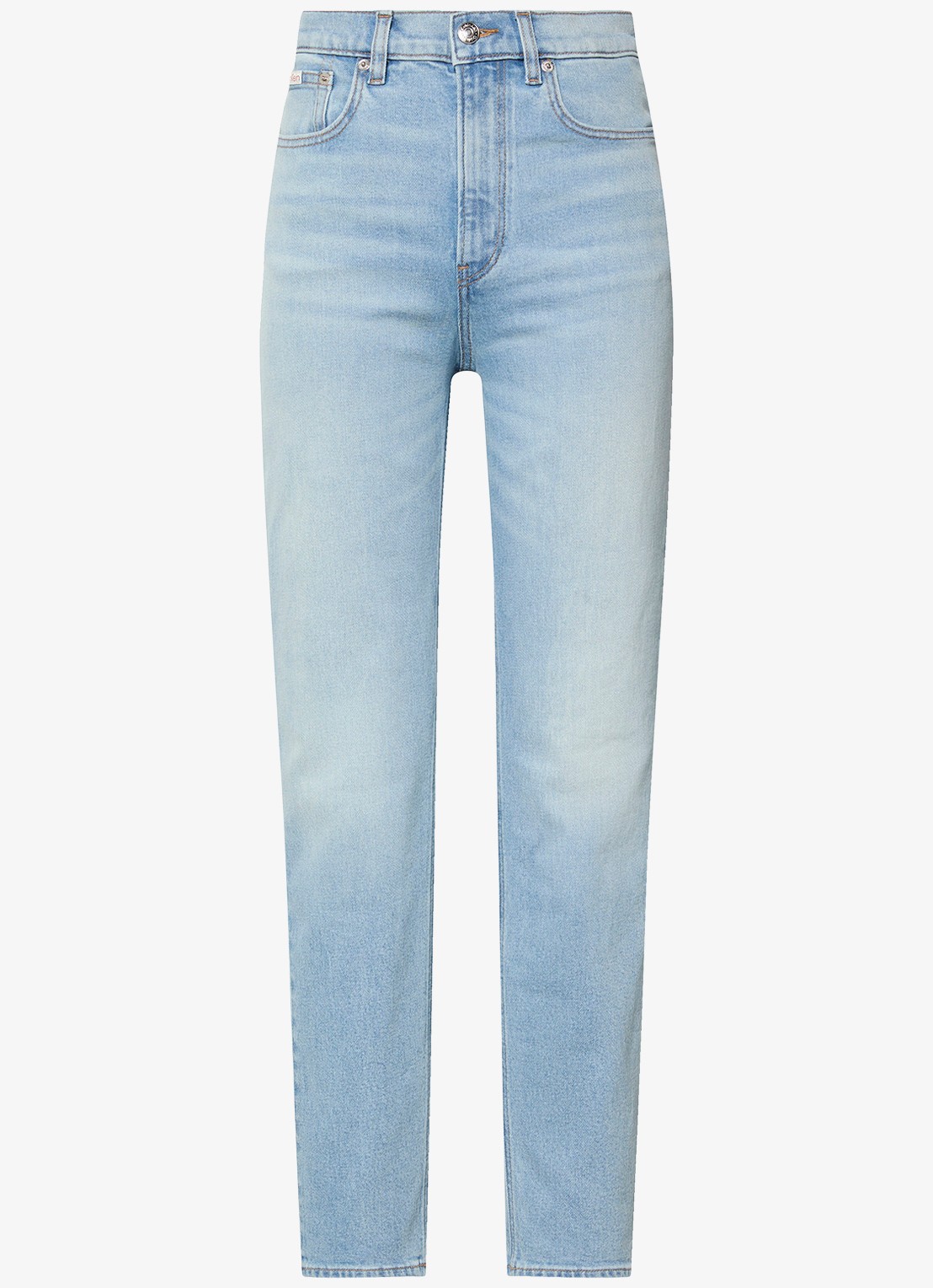 Calvin Klein High waist straight fit jeans met lichte wassing - voorkant 3 denim