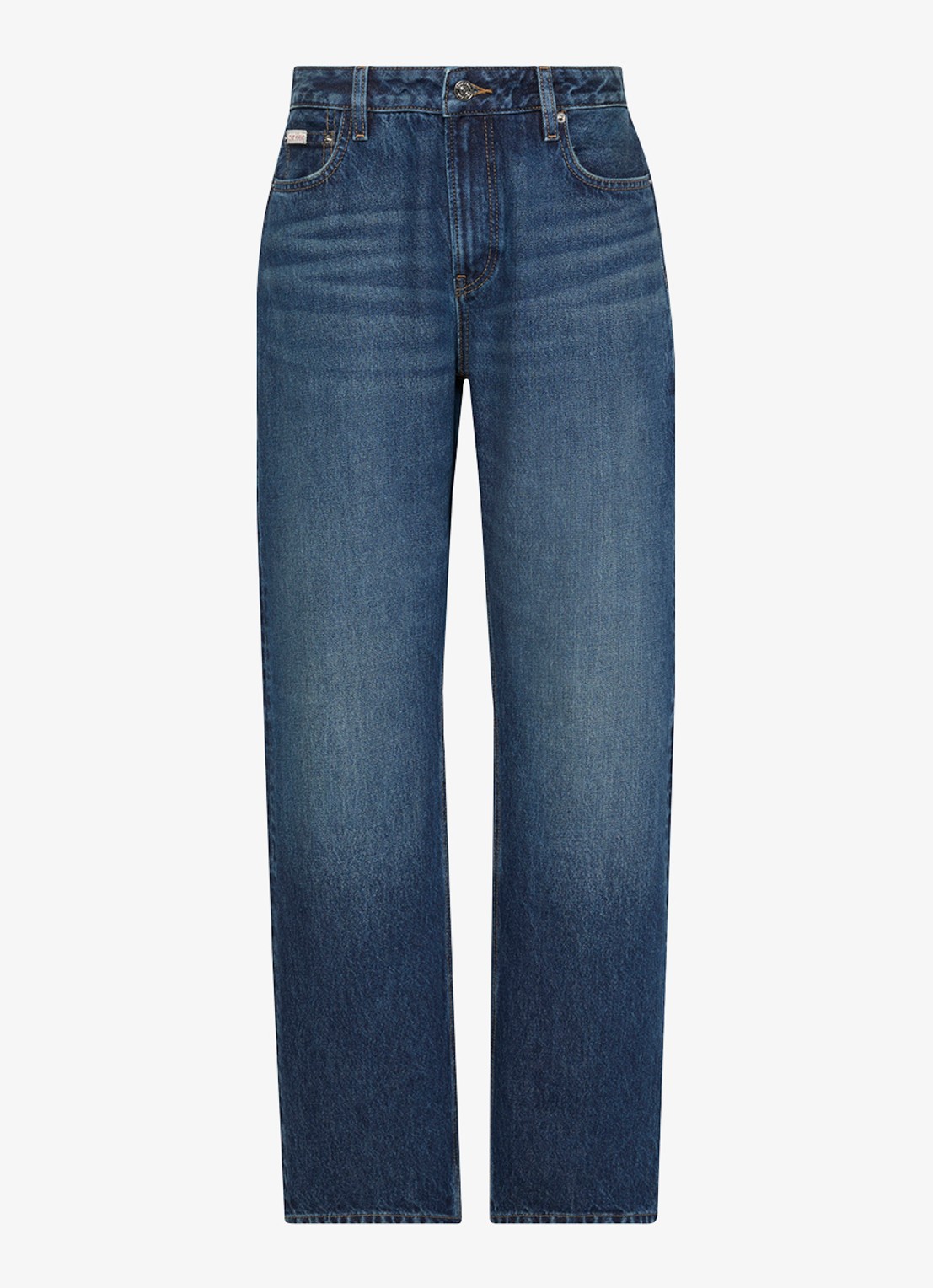 Calvin Klein High waist straight fit jeans met medium wassing - voorkant donkerblauw