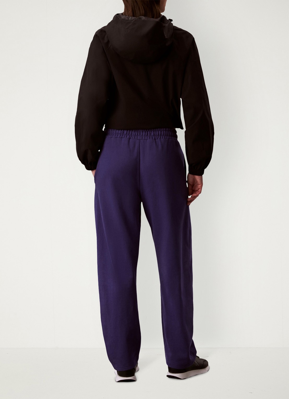 Calvin Klein High waist straight fit joggingbroek met steekzakken - achterkant donkerblauw