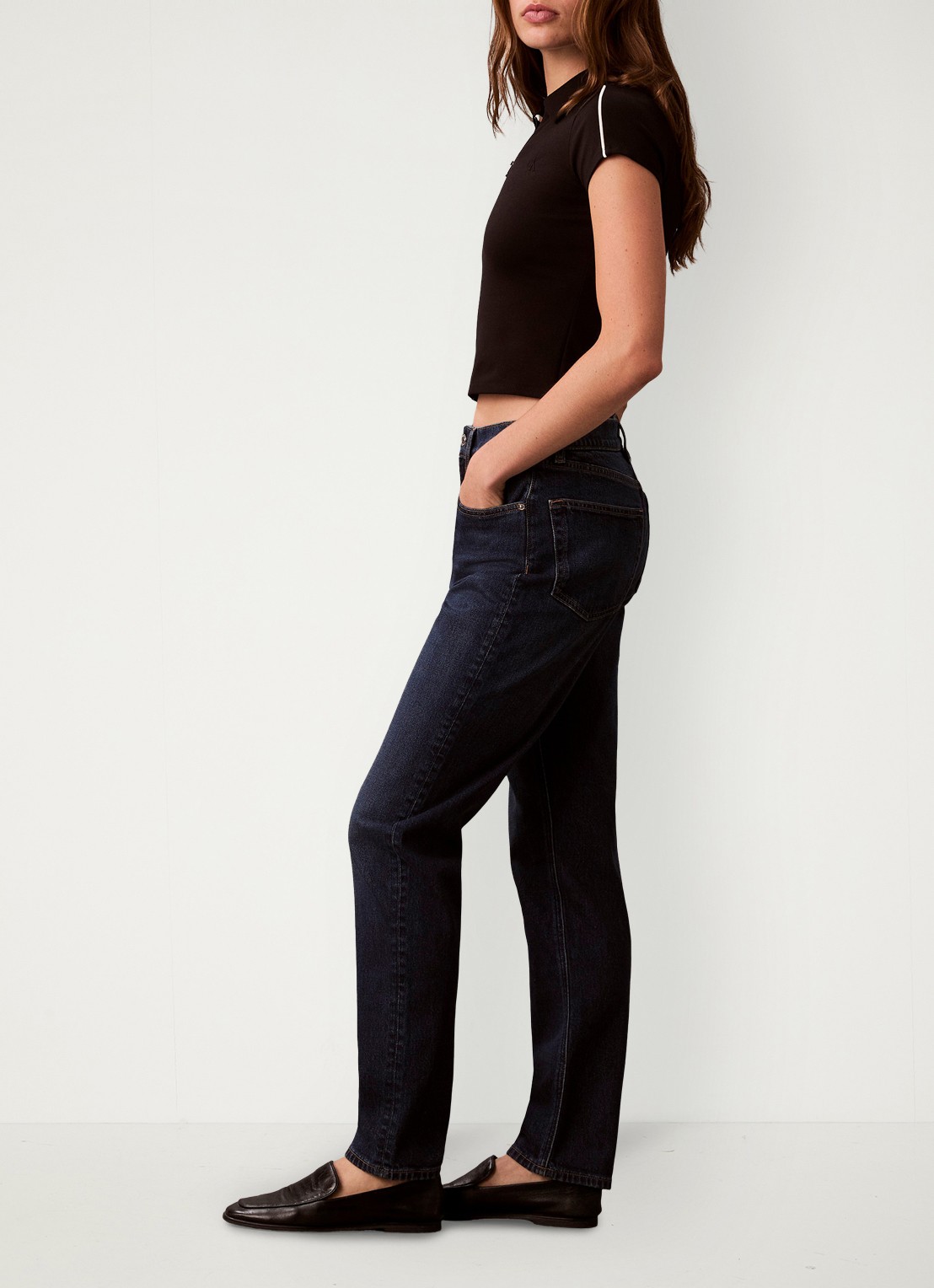 Calvin Klein High waist straight fit mom jeans met steekzakken - detail 3 denim