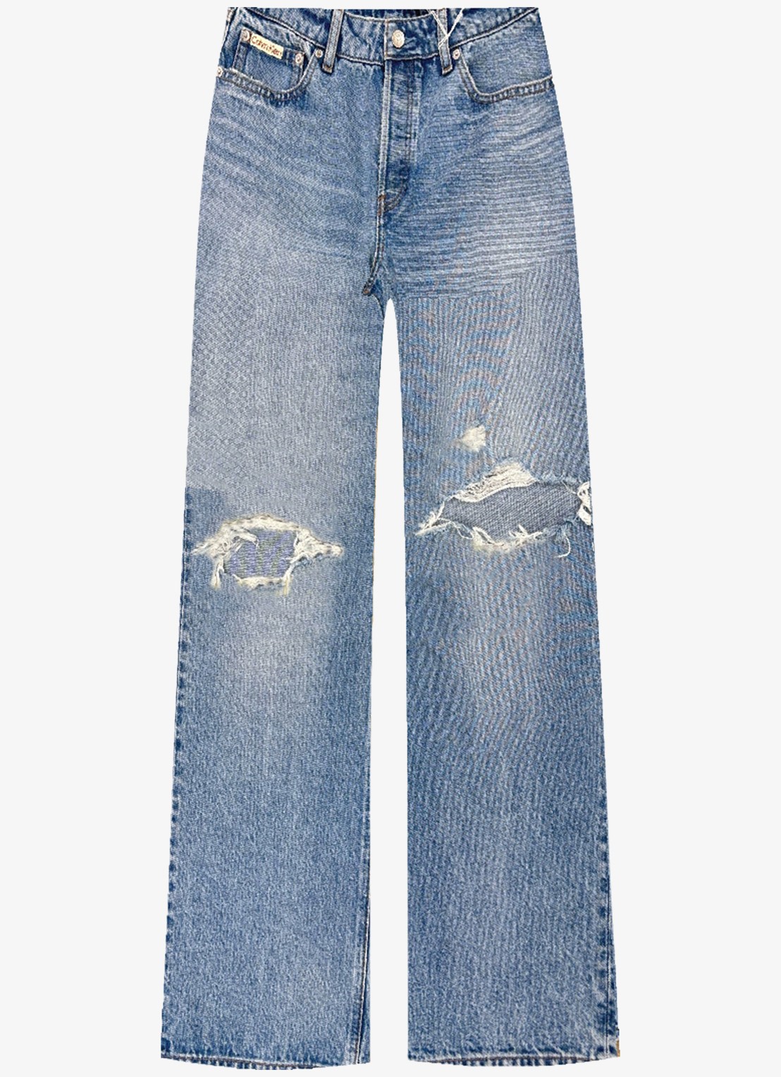 Calvin Klein High waist wide fit jeans met lichte wassing - voorkant indigo