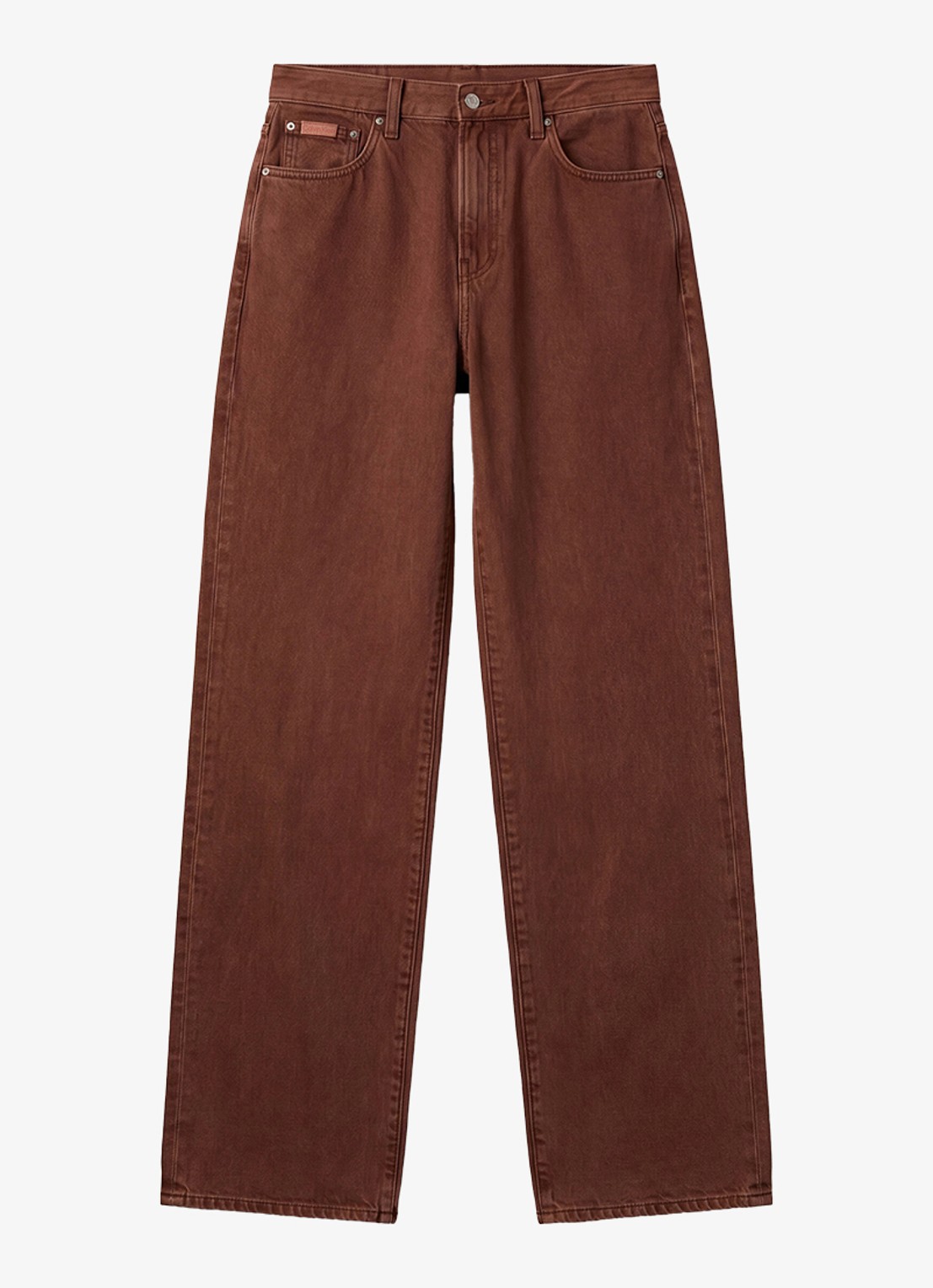 Calvin Klein High waist wide fit jeans met steekzakken - voorkant kastanjebruin