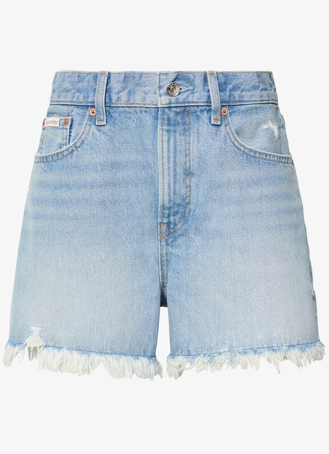 Calvin Klein High waist wide leg korte broek van denim - voorkant 2 denim