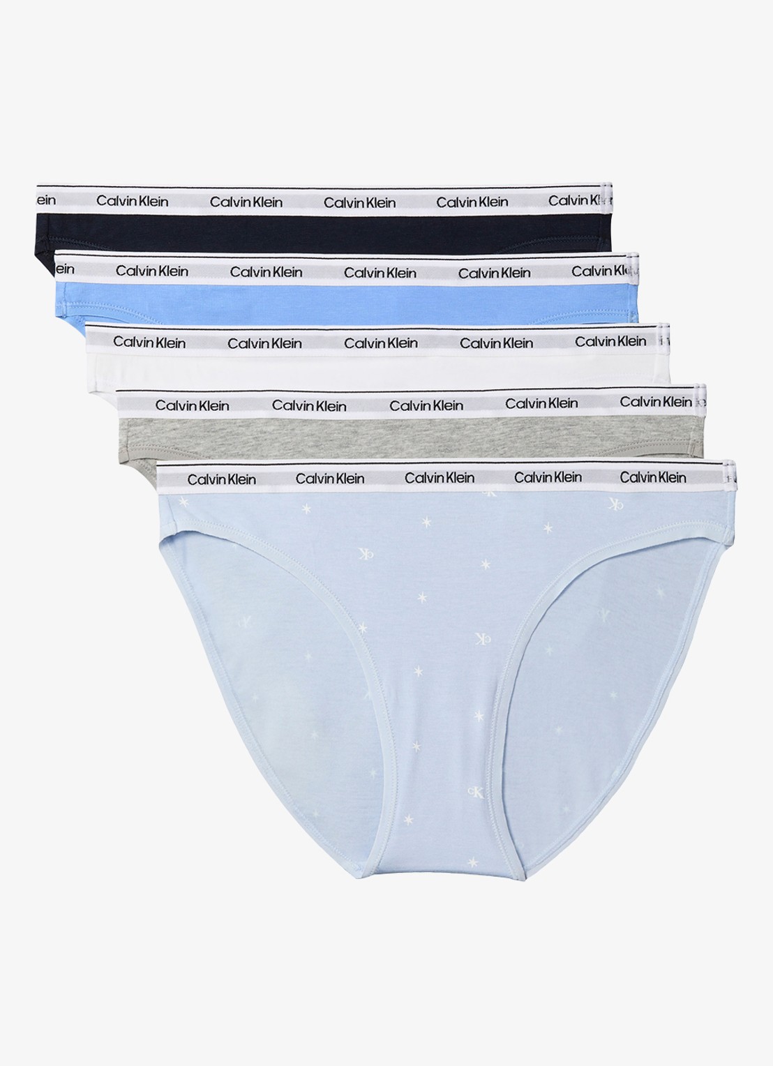 Calvin Klein Hipster met logoband in 5-pack - voorkant blauw