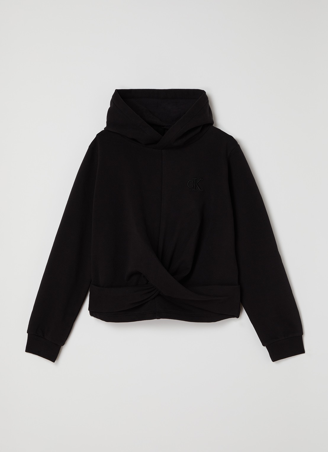 Calvin Klein Hoodie met geknoopt detail - voorkant zwart