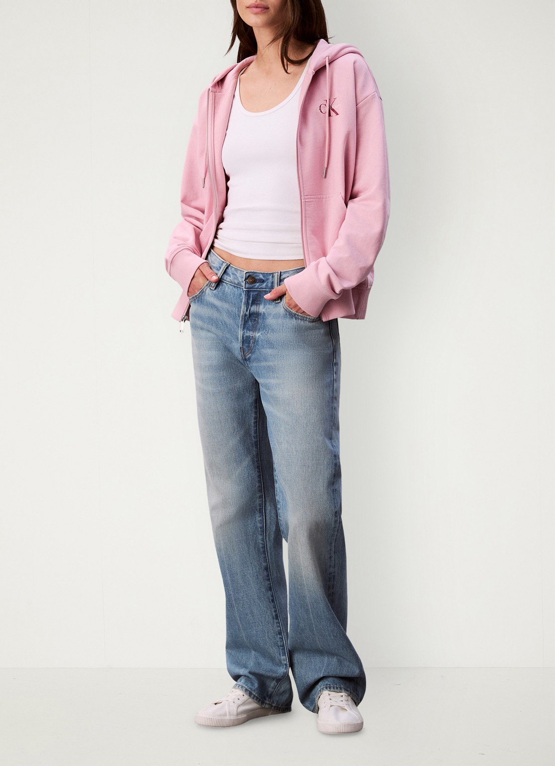 Calvin Klein Hoodie met logo - voorkant 6 roze