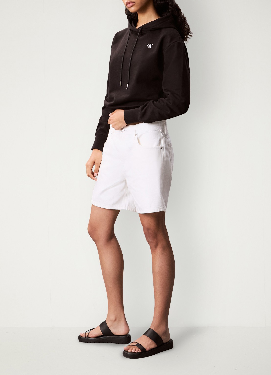 Calvin Klein Hoodie met logo - voorkant 3 zwart