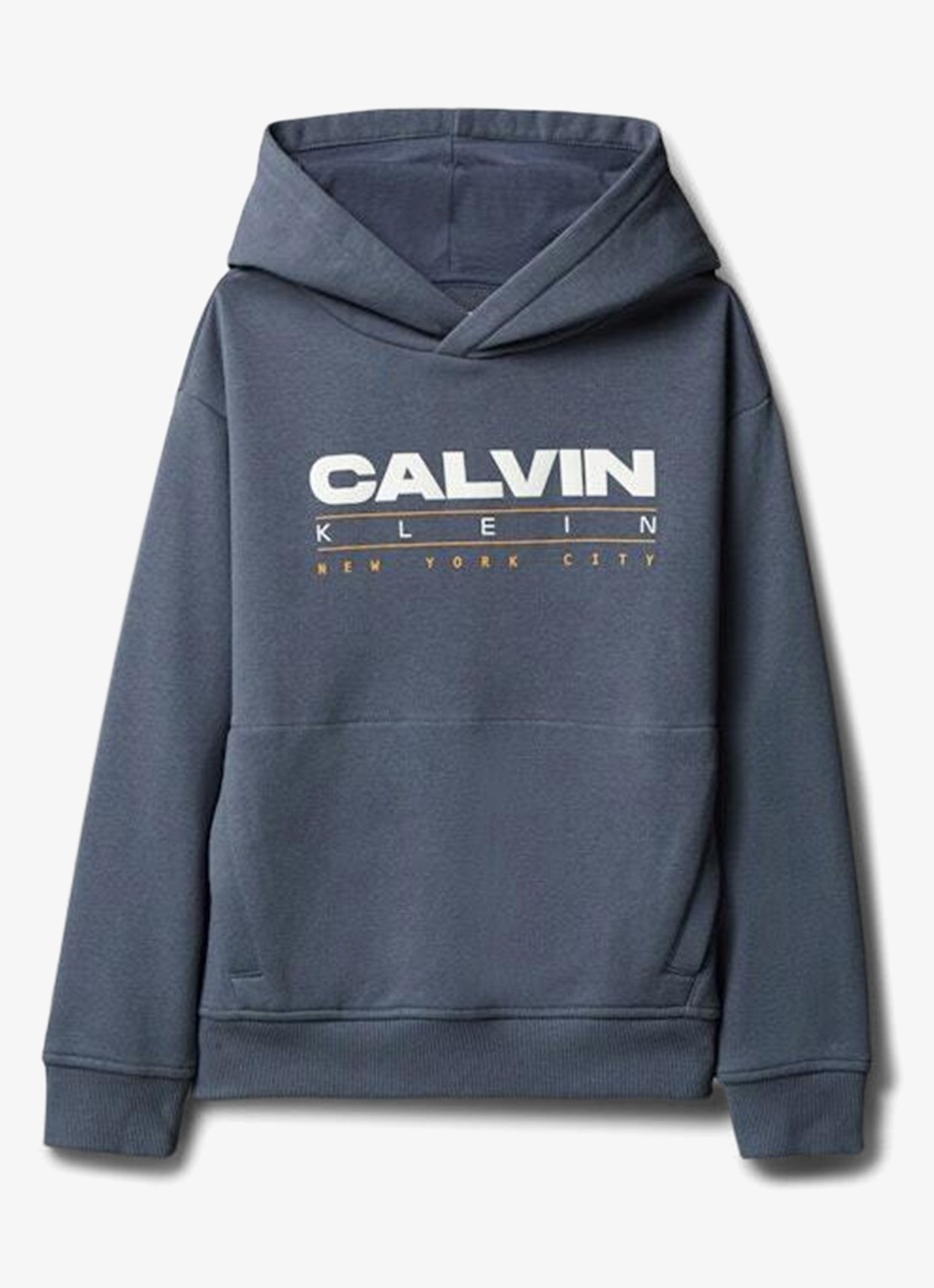 Calvin Klein Hoodie met logo - voorkant blauwgrijs