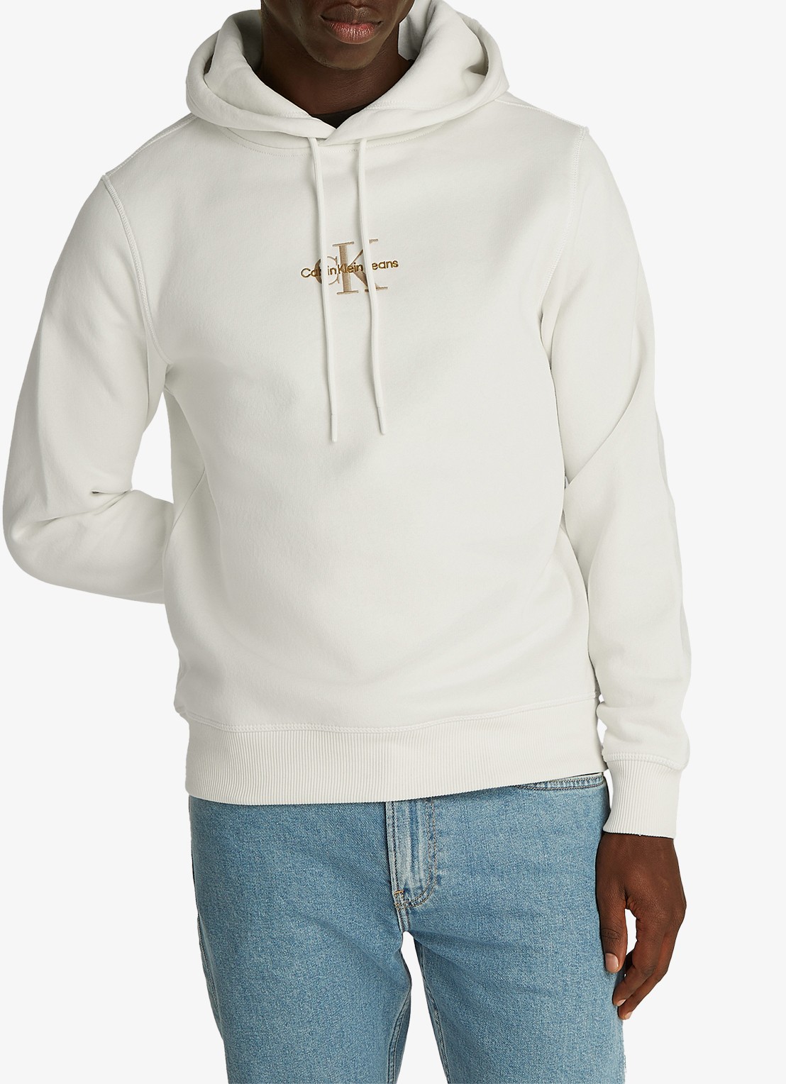 Calvin Klein Hoodie met logoborduring - detail 6 gebroken wit