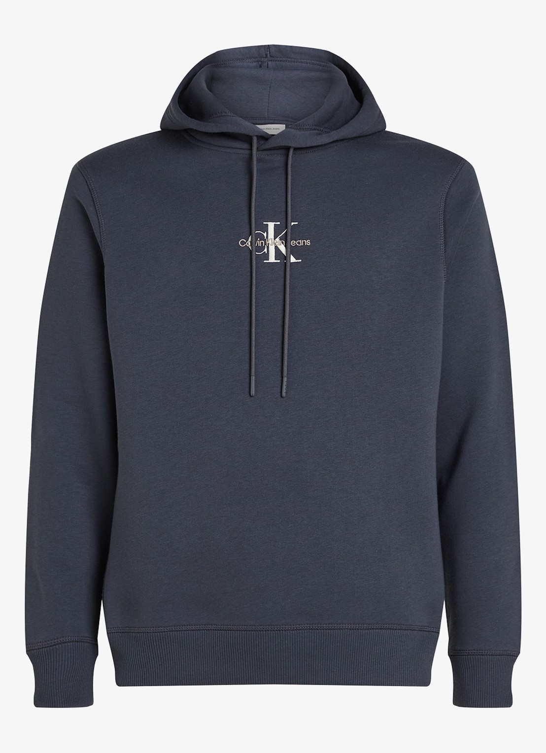 Calvin Klein Hoodie met logoborduring - voorkant indigo