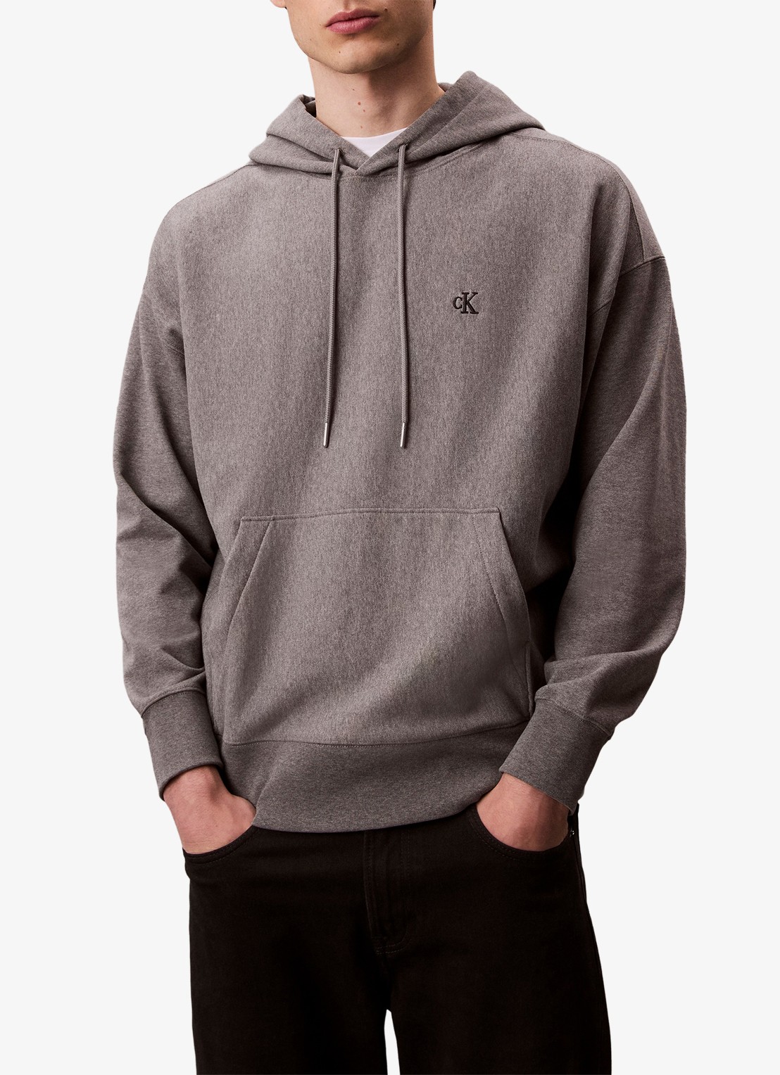 Calvin Klein Hoodie met logoborduring - detail med grey htr-p7e