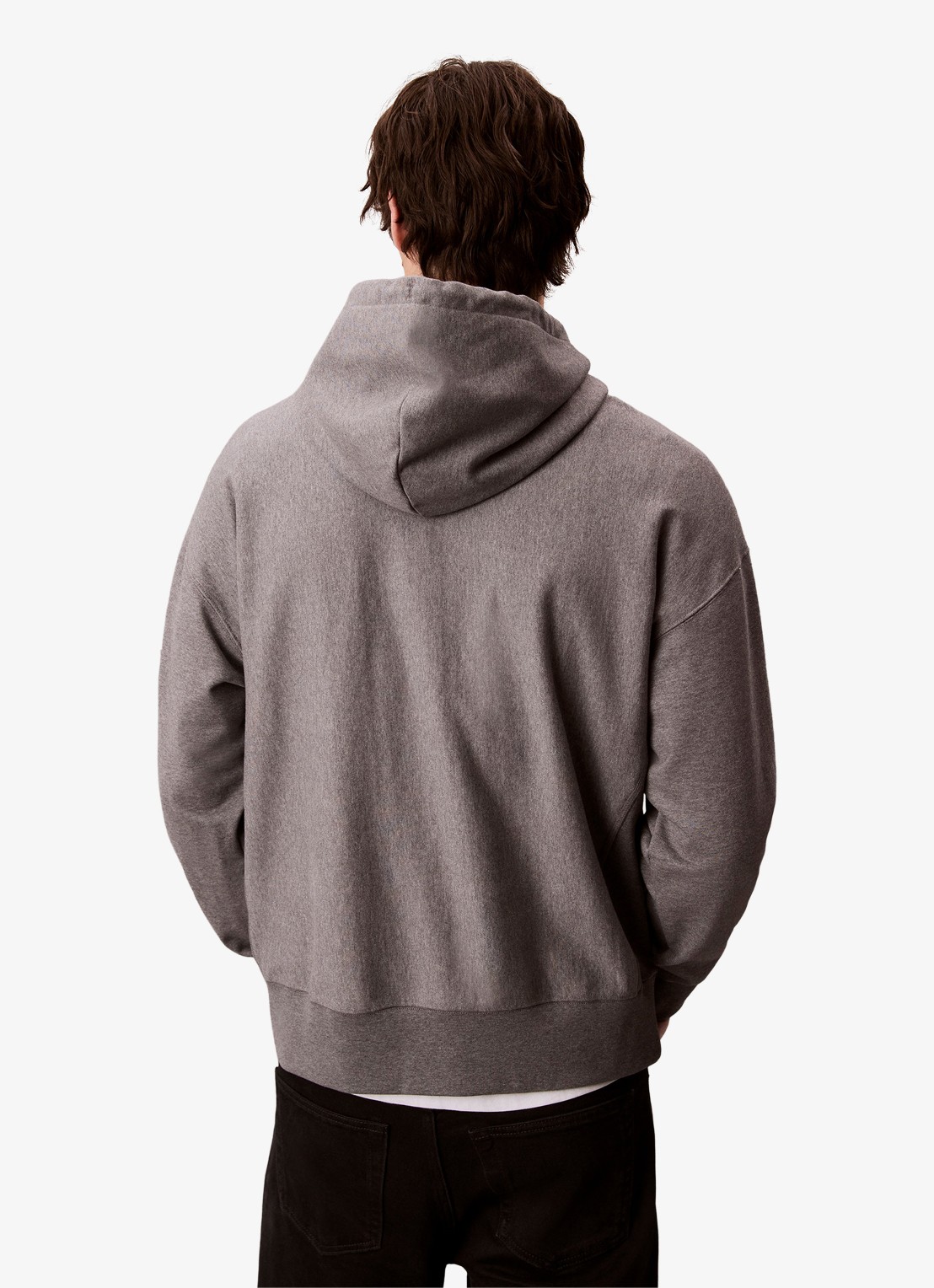 Calvin Klein Hoodie met logoborduring - detail 4 med grey htr-p7e