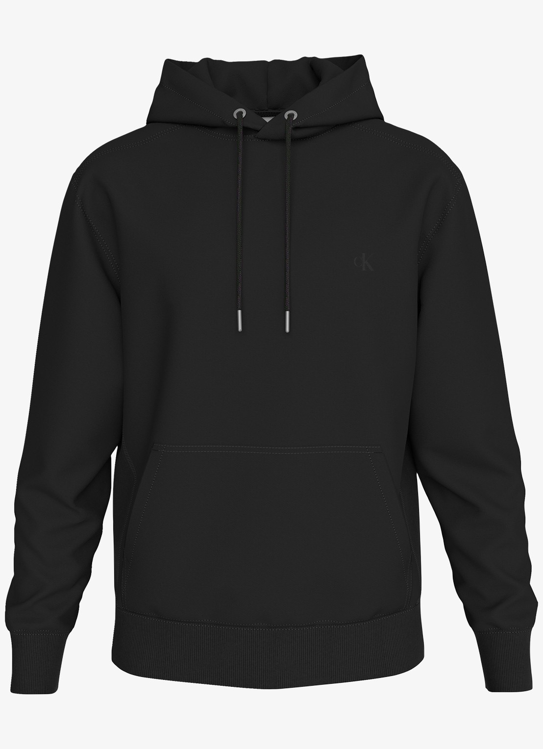 Calvin Klein Hoodie met logoborduring - voorkant 2 zwart