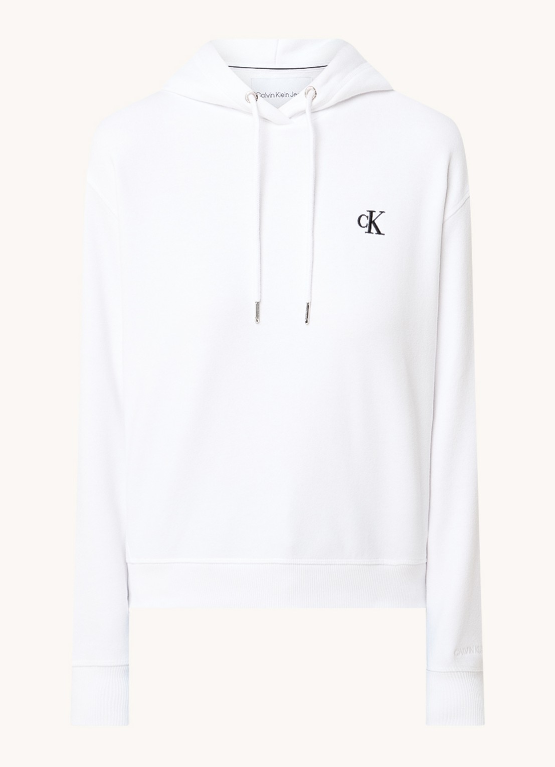 Calvin Klein Hoodie met logoborduring  - voorkant 7 wit