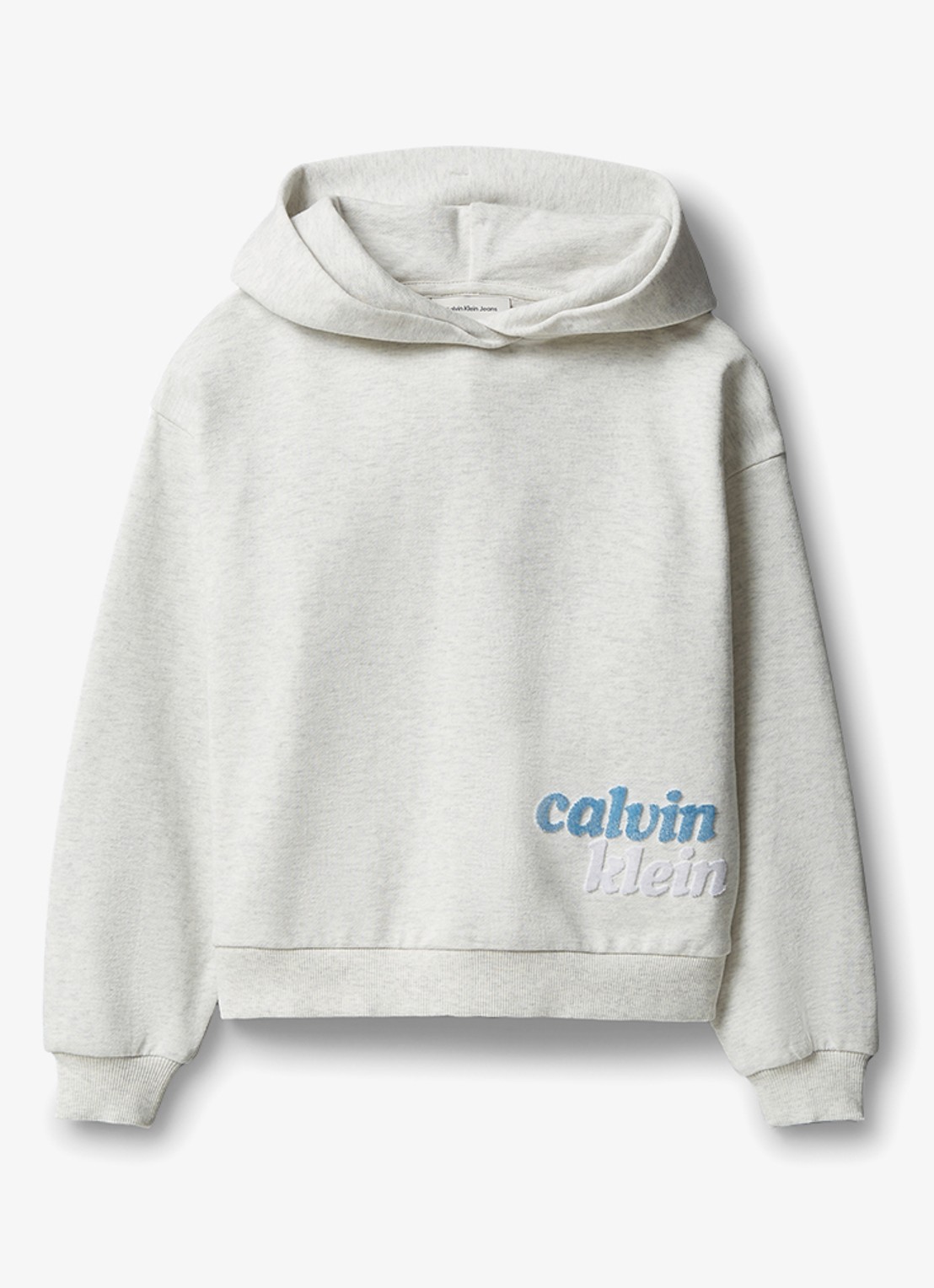 Calvin Klein Hoodie met logoborduring - voorkant 2 grijs