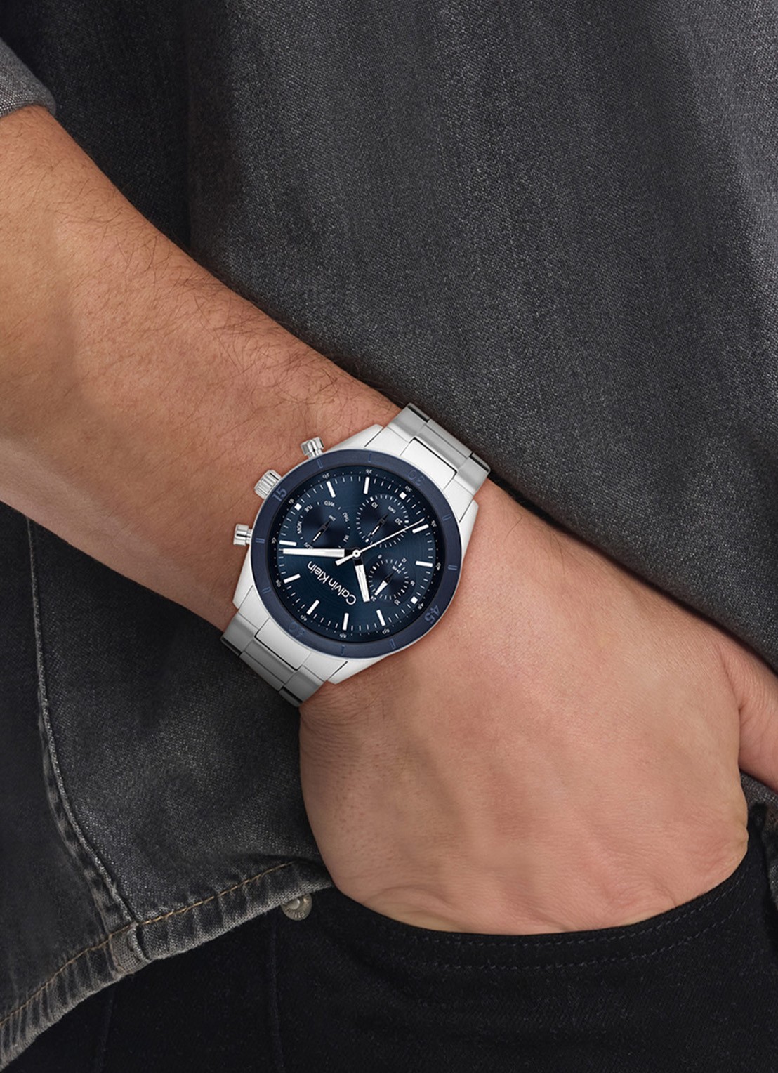 Calvin Klein Horloge CK25200556  - voorkant 4 zilver