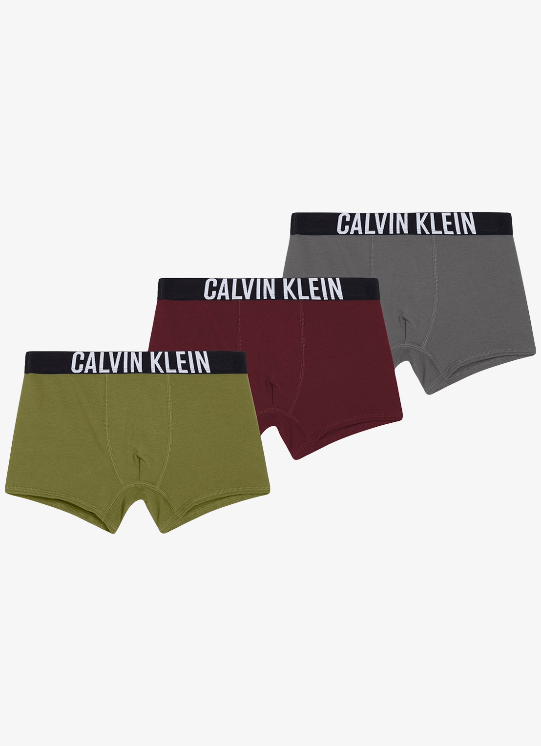 Calvin Klein Intense power boxer met logoband in 3-pack - voorkant bordeauxrood