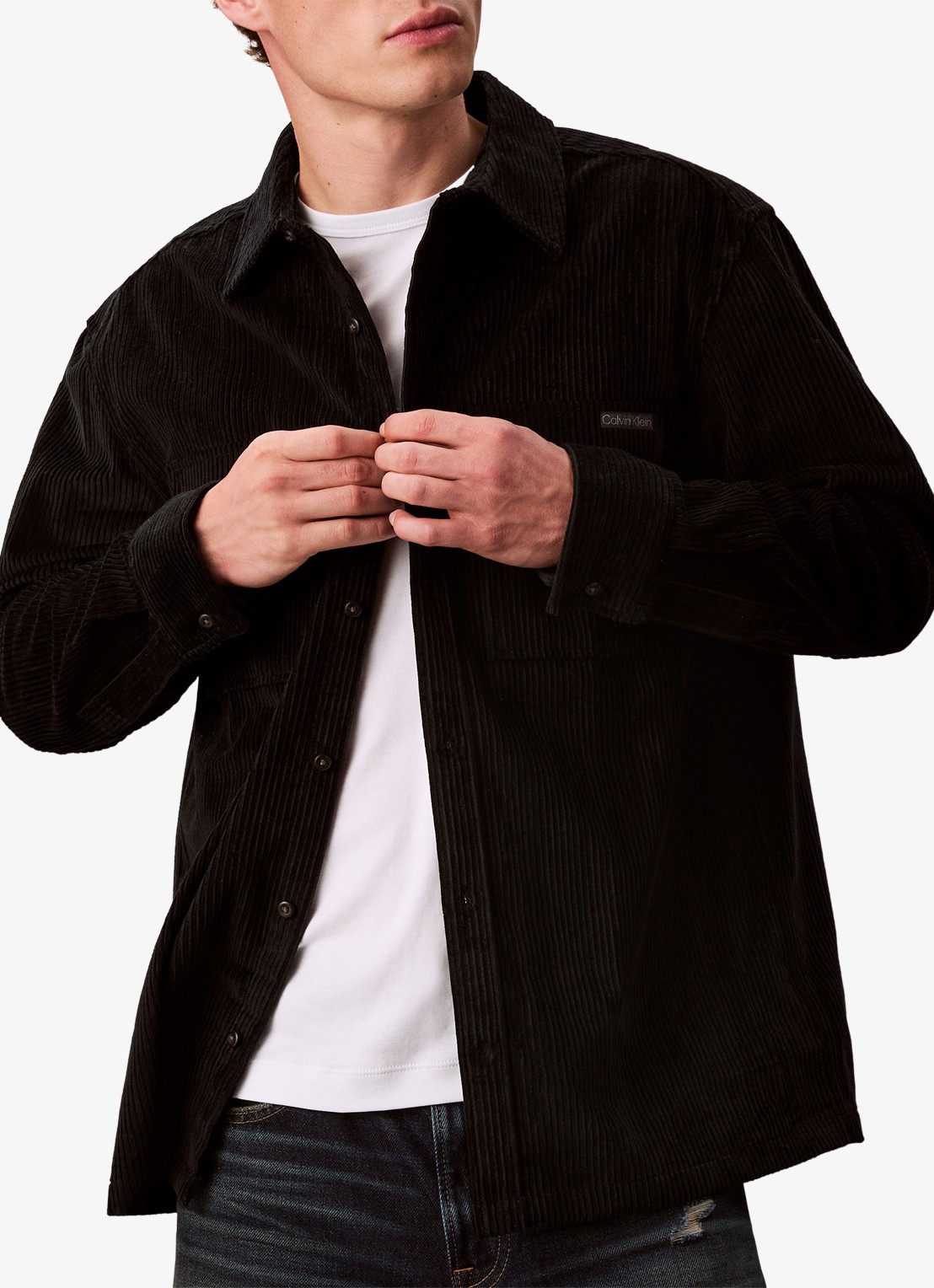 Calvin Klein Jack van corduroy met klepzakken - detail 3 zwart
