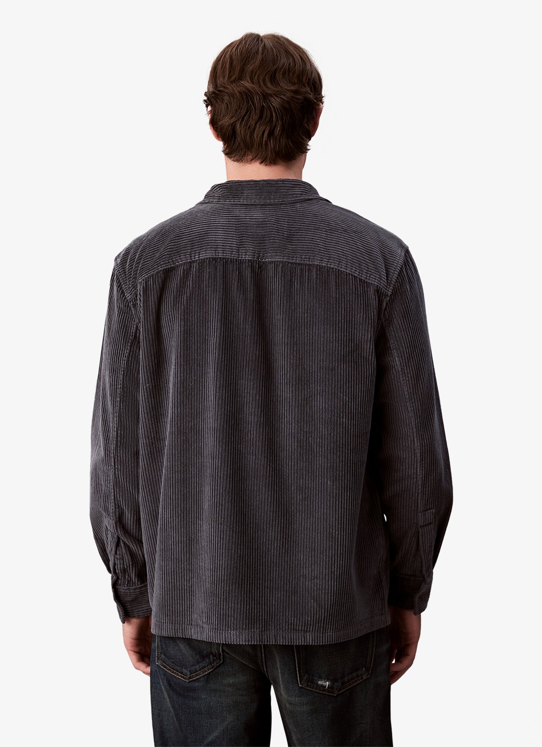Calvin Klein Jack van corduroy met klepzakken - achterkant donkerblauw