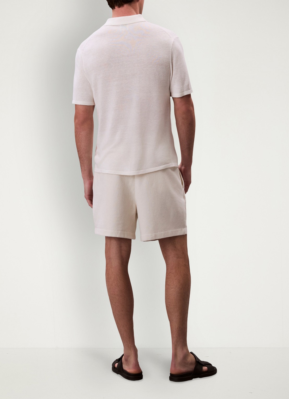 Calvin Klein Korte broek met wafelstructuur - achterkant 3 ivoor