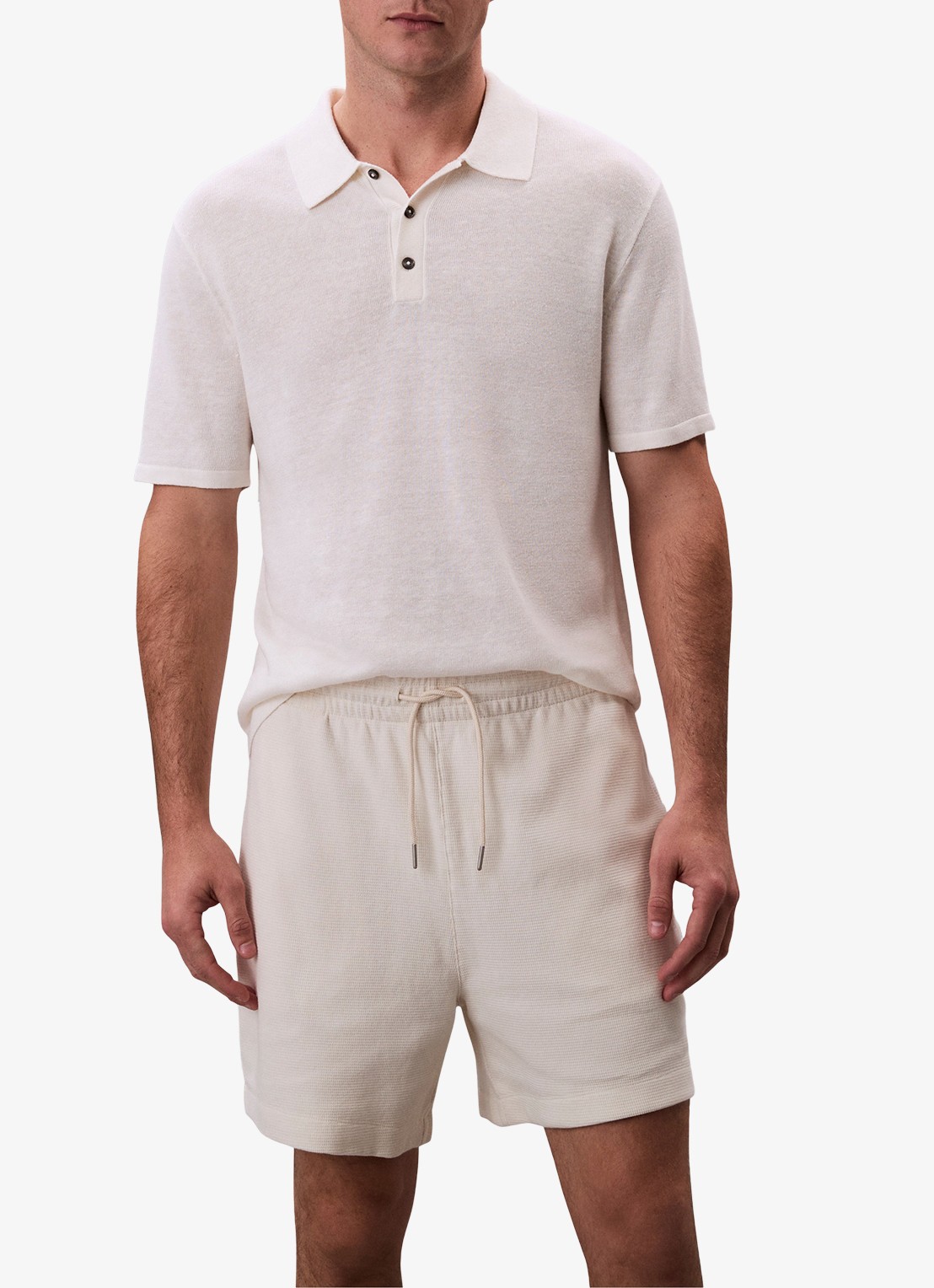 Calvin Klein Korte broek met wafelstructuur - detail 4 ivoor