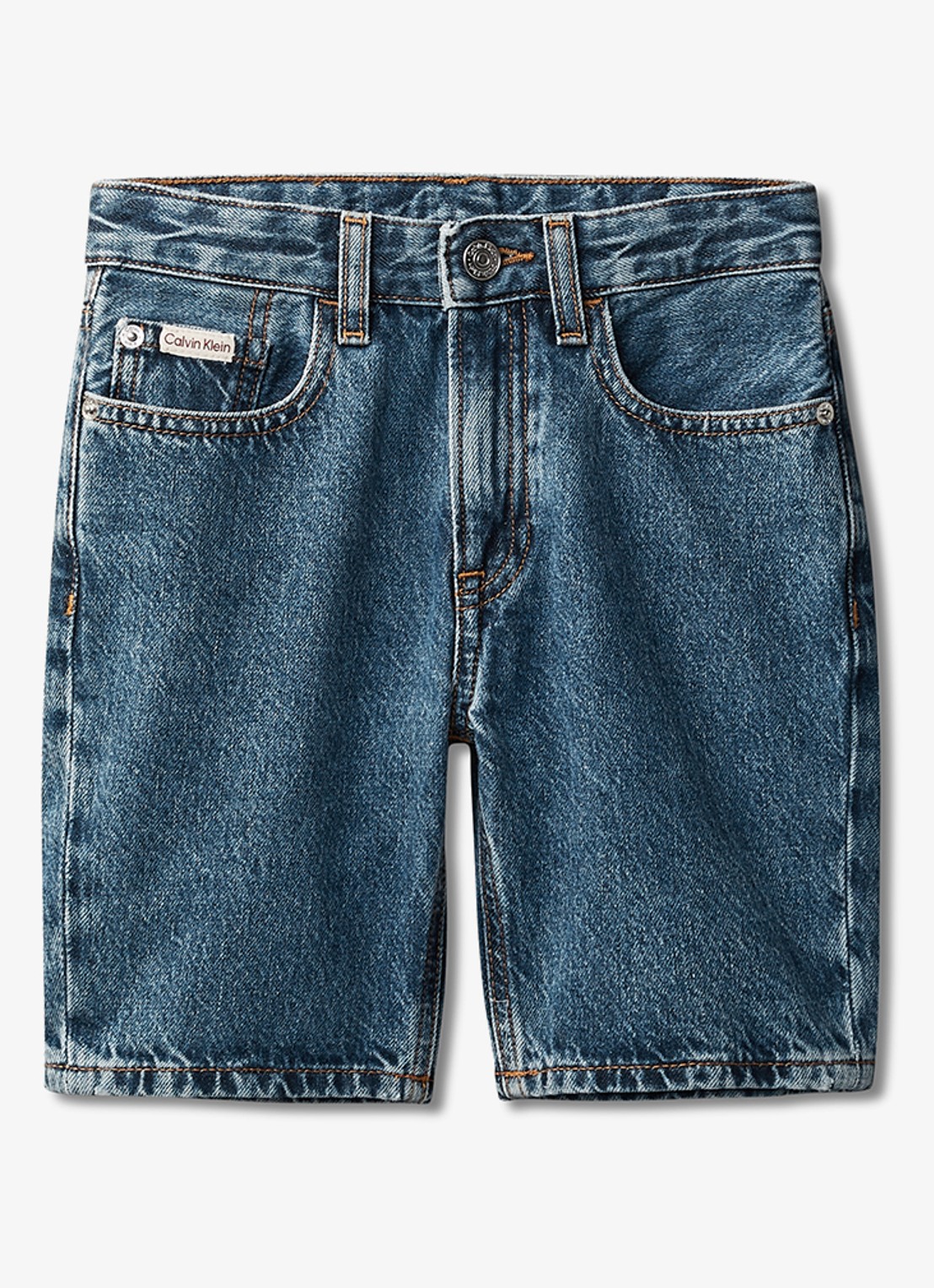 Calvin Klein Korte broek van denim met medium wassing - voorkant 3 indigo