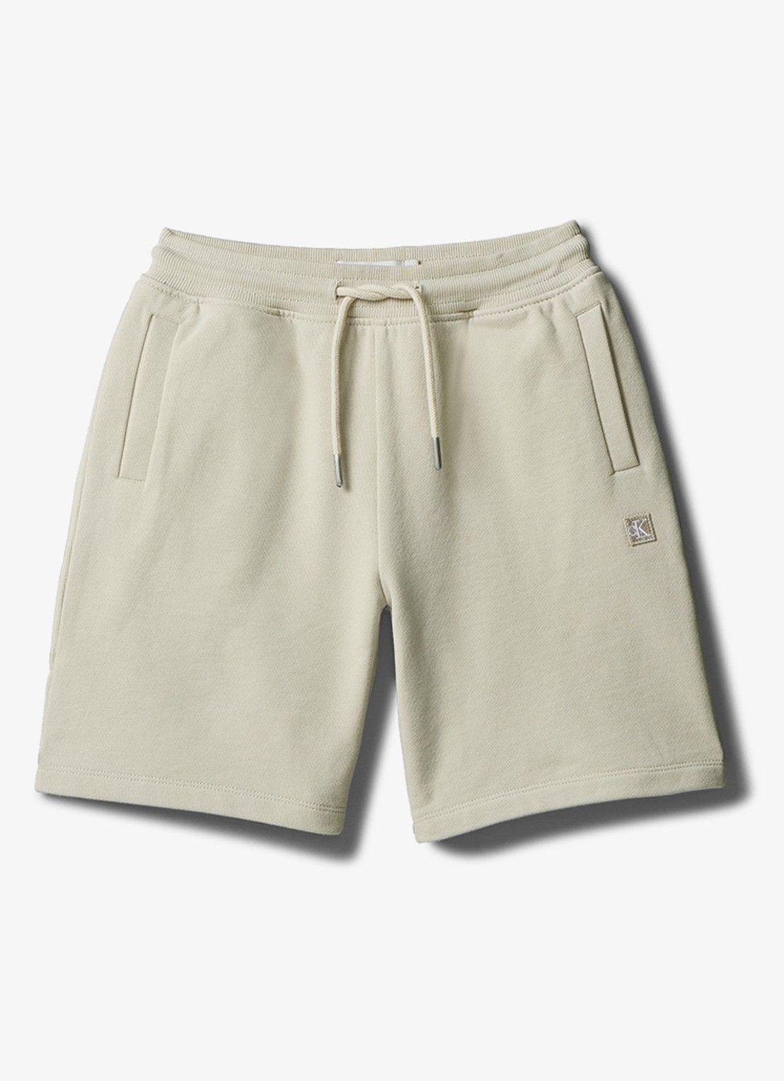 Calvin Klein Korte joggingbroek met logoborduring - voorkant 2 beige