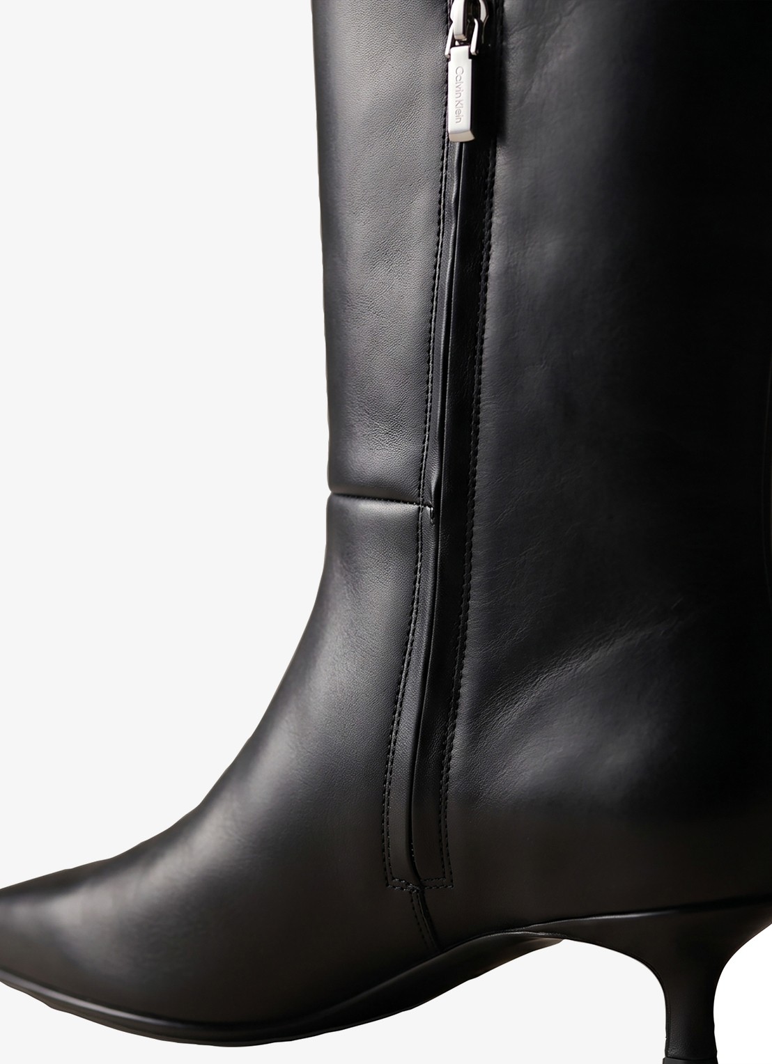 Calvin Klein Laars van leer - detail 5 diepzwart