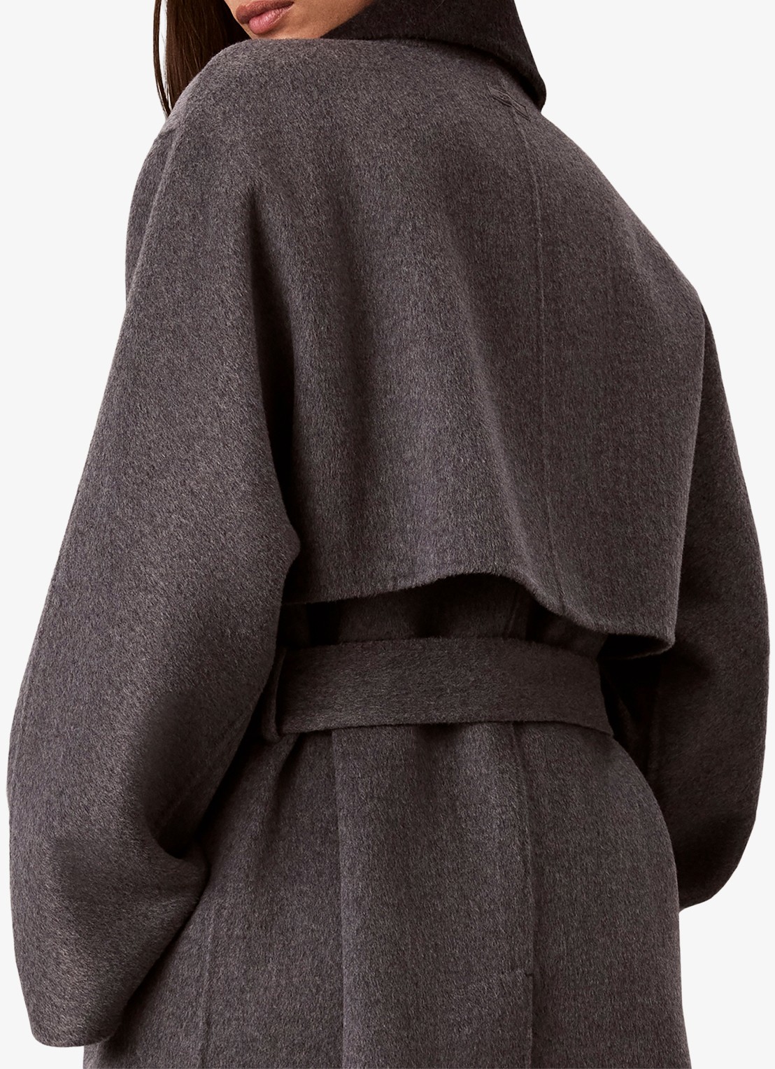 Calvin Klein Lange trenchcoat van wolmix - detail grijs