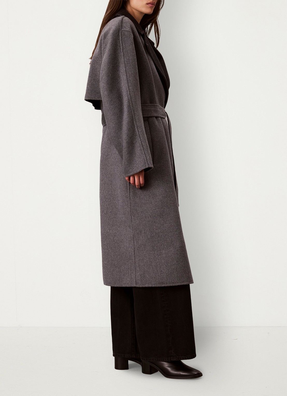 Calvin Klein Lange trenchcoat van wolmix - detail 3 grijs