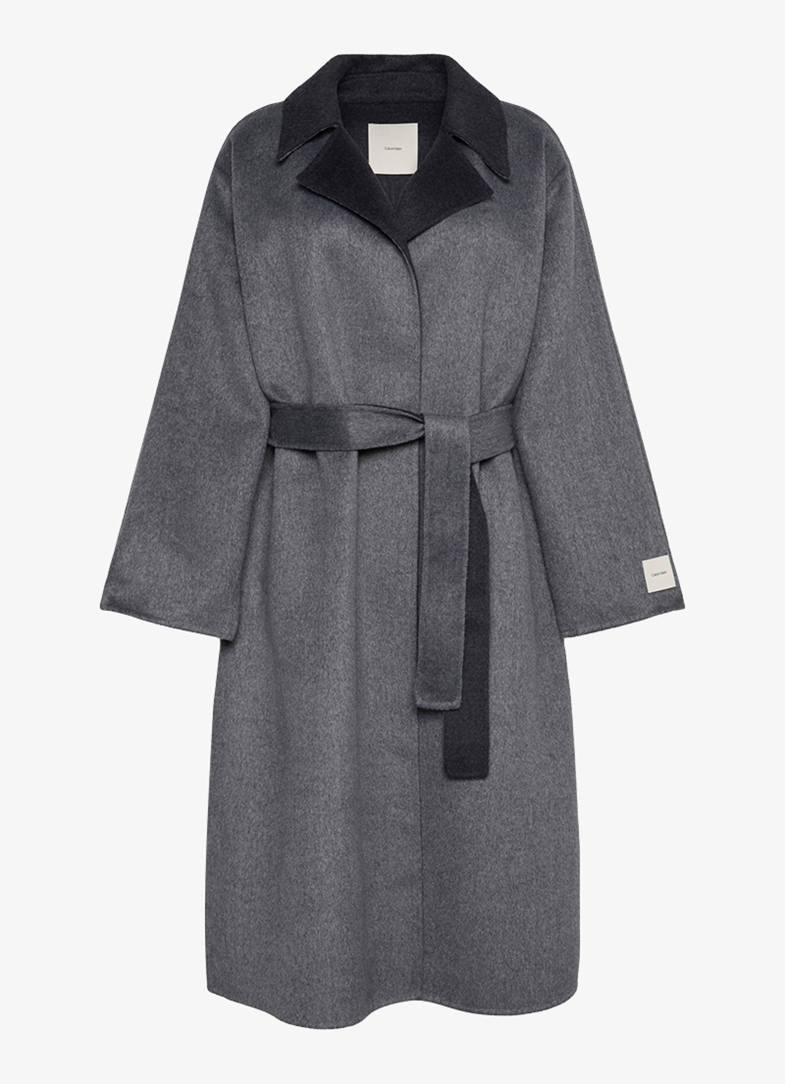 Calvin Klein Lange trenchcoat van wolmix - voorkant 4 grijs