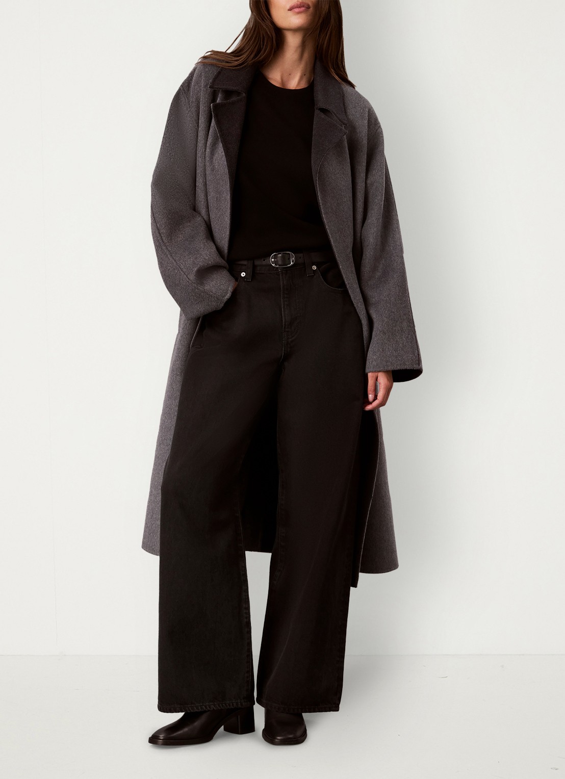 Calvin Klein Lange trenchcoat van wolmix - voorkant 5 grijs