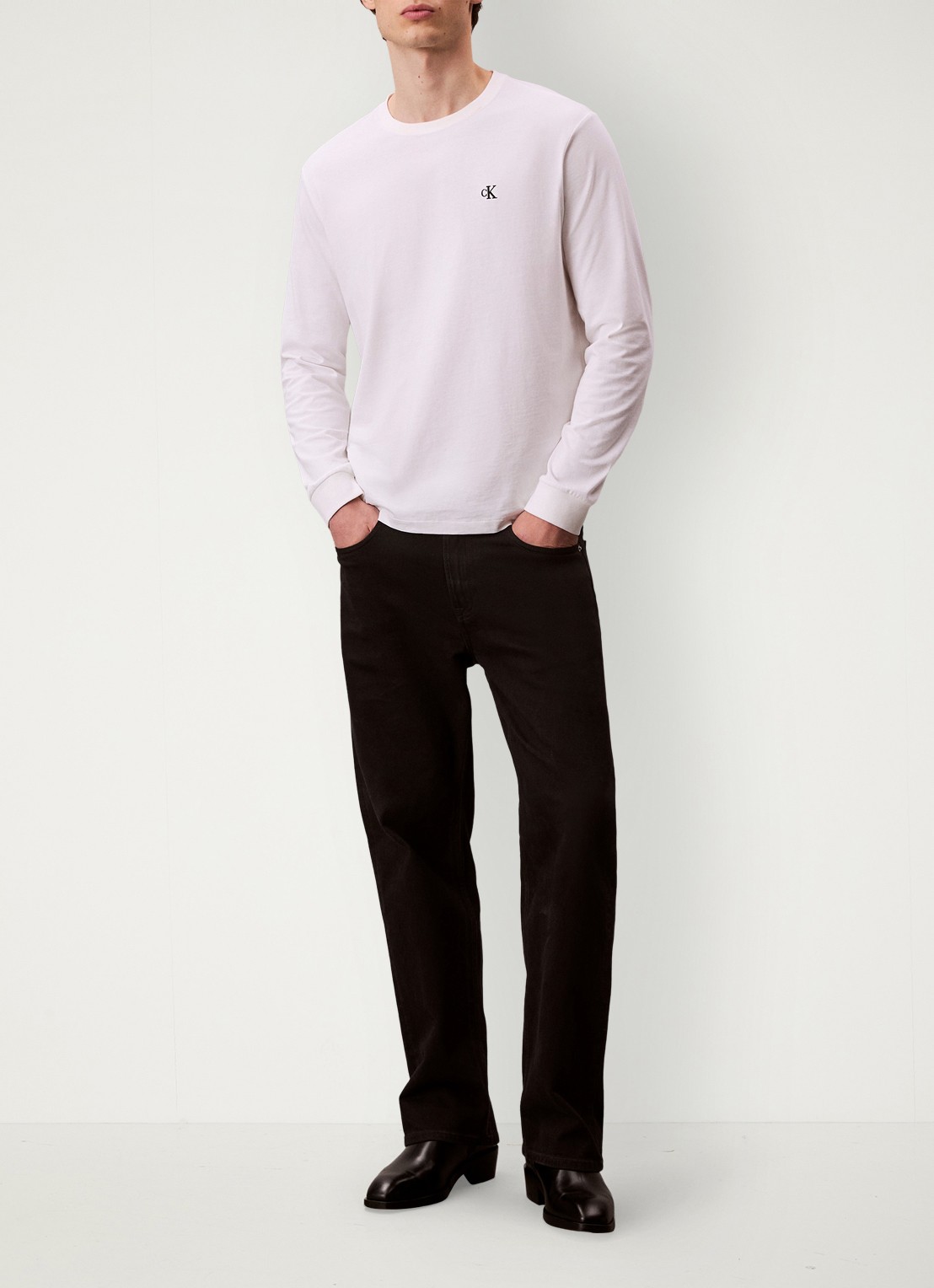 Calvin Klein Longsleeve met logo - detail 5 wit