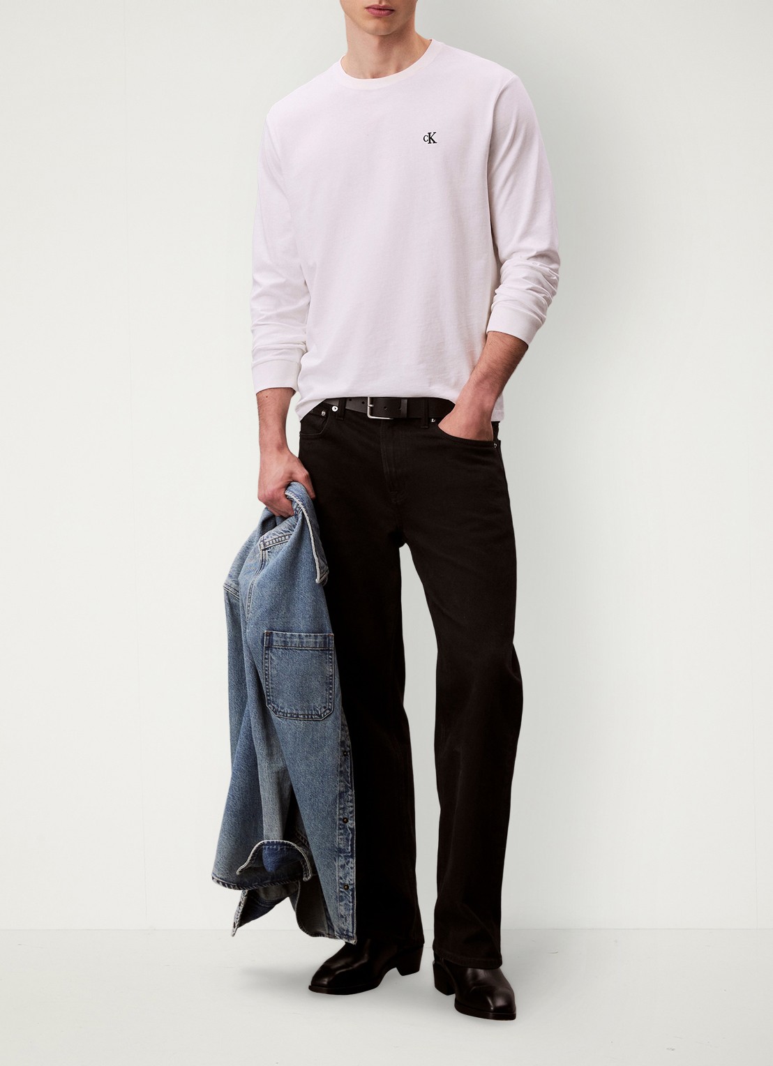 Calvin Klein Longsleeve met logo - voorkant 7 wit