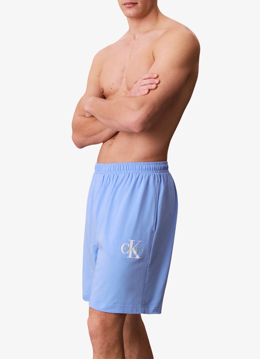 Calvin Klein Loose fit korte broek met logo - detail 5 blauw