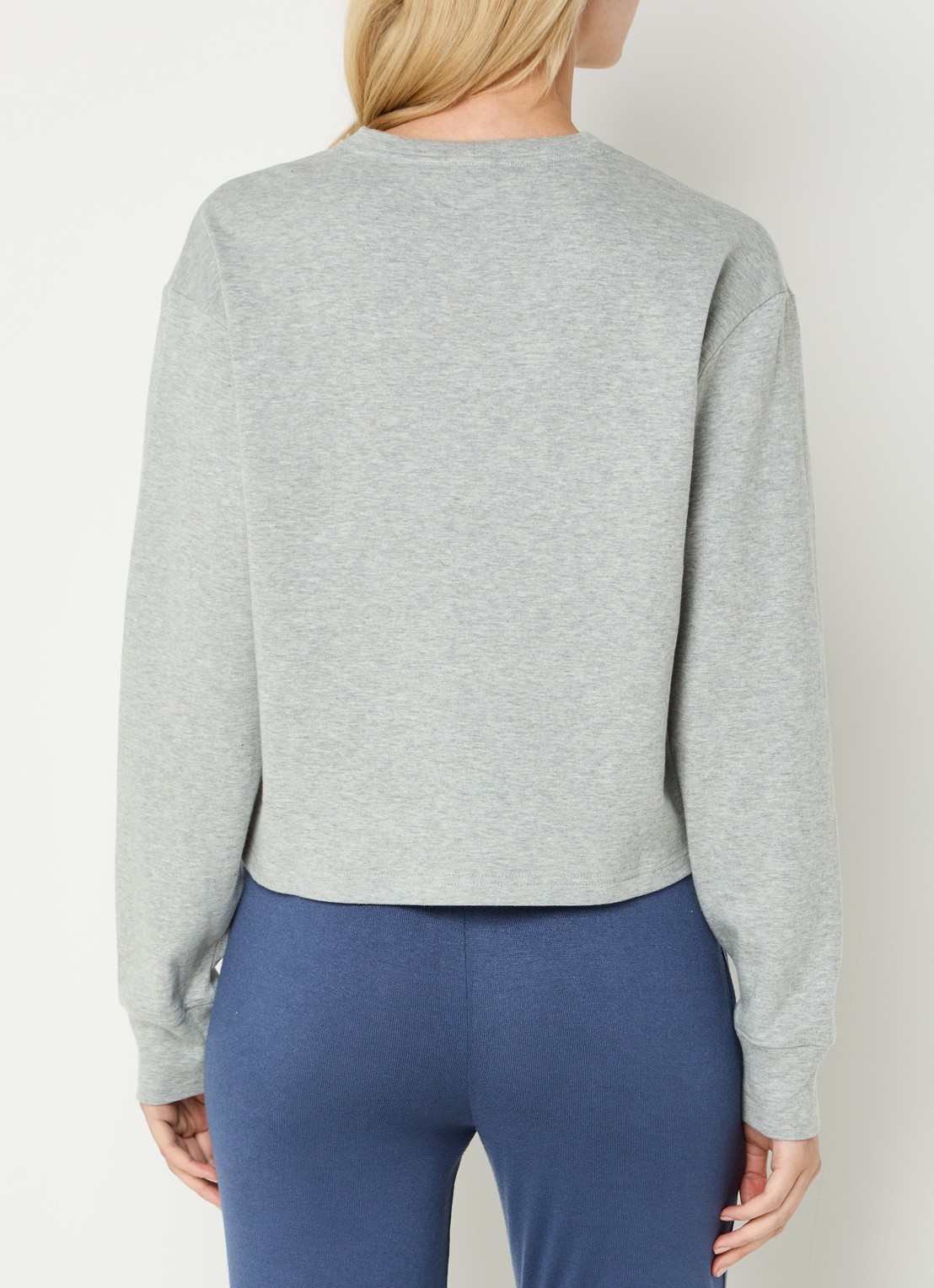 Calvin Klein Lounge sweater met logoborduring - achterkant 4 grijsmele