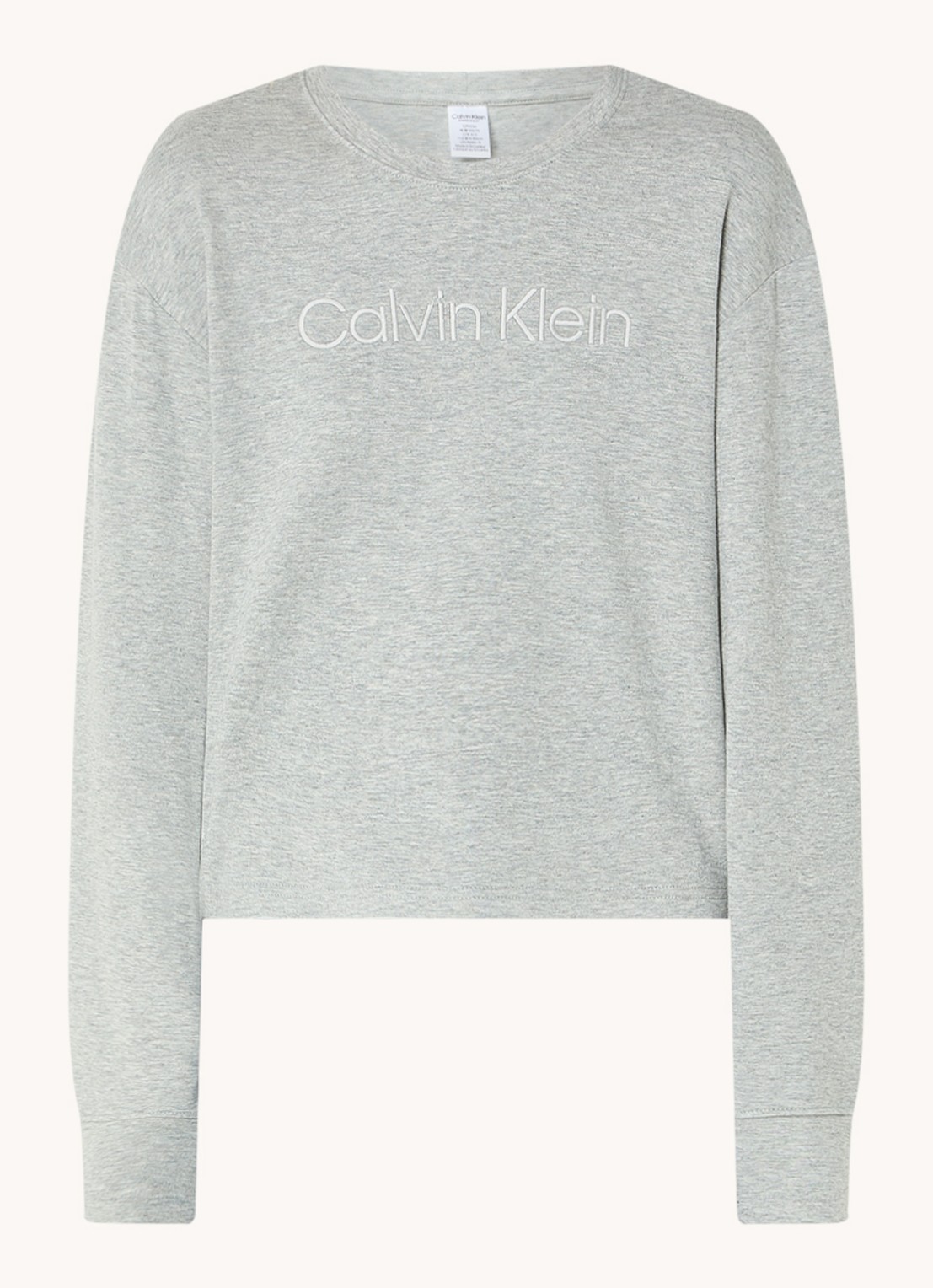 Calvin Klein Lounge sweater met logoborduring - voorkant grijsmele