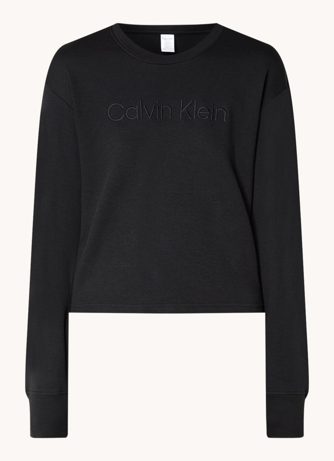 Calvin Klein Lounge sweater met logoborduring - voorkant zwart