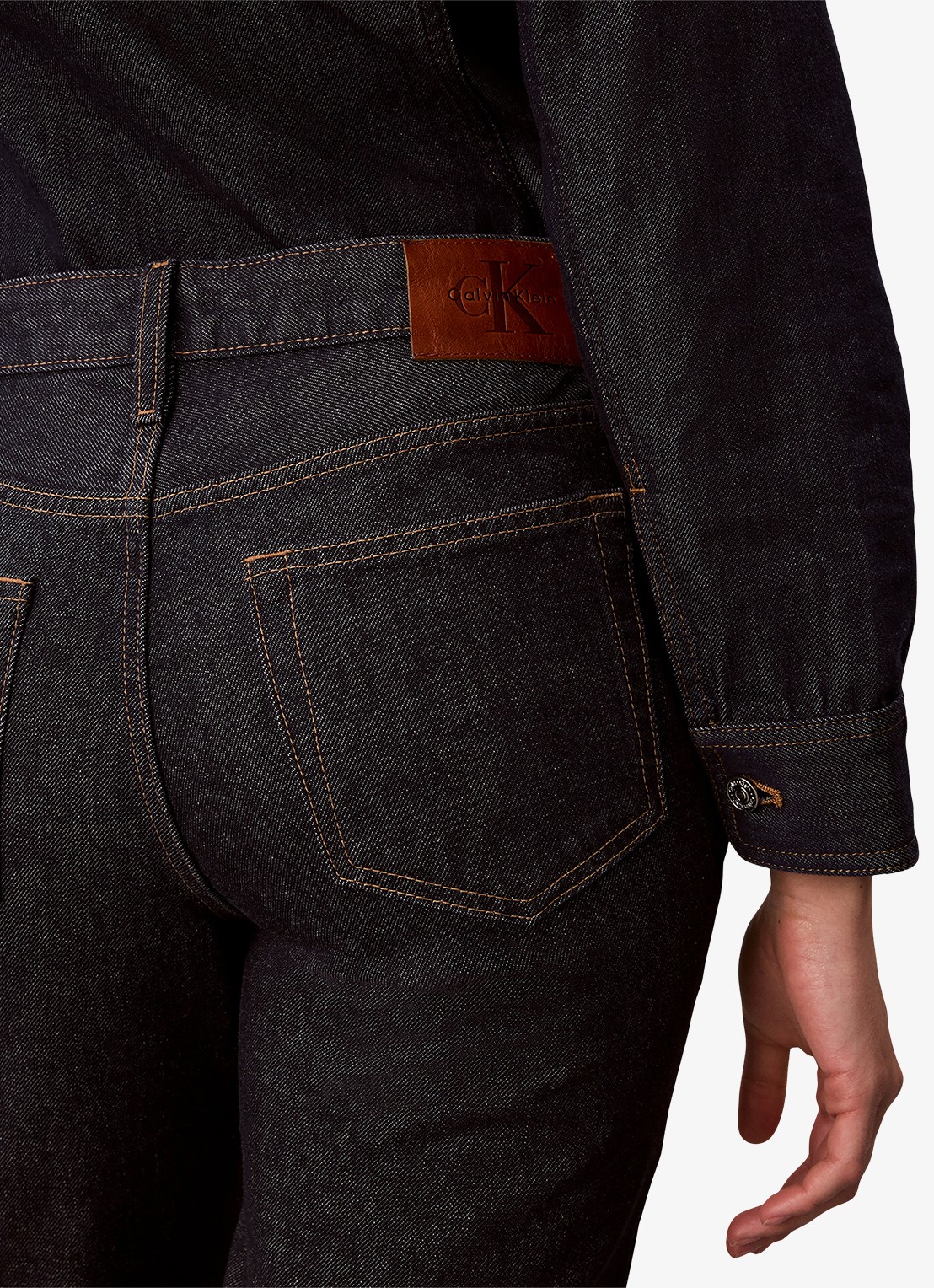 Calvin Klein Low waist straight leg jeans met steekzakken - detail 4 donkerblauw