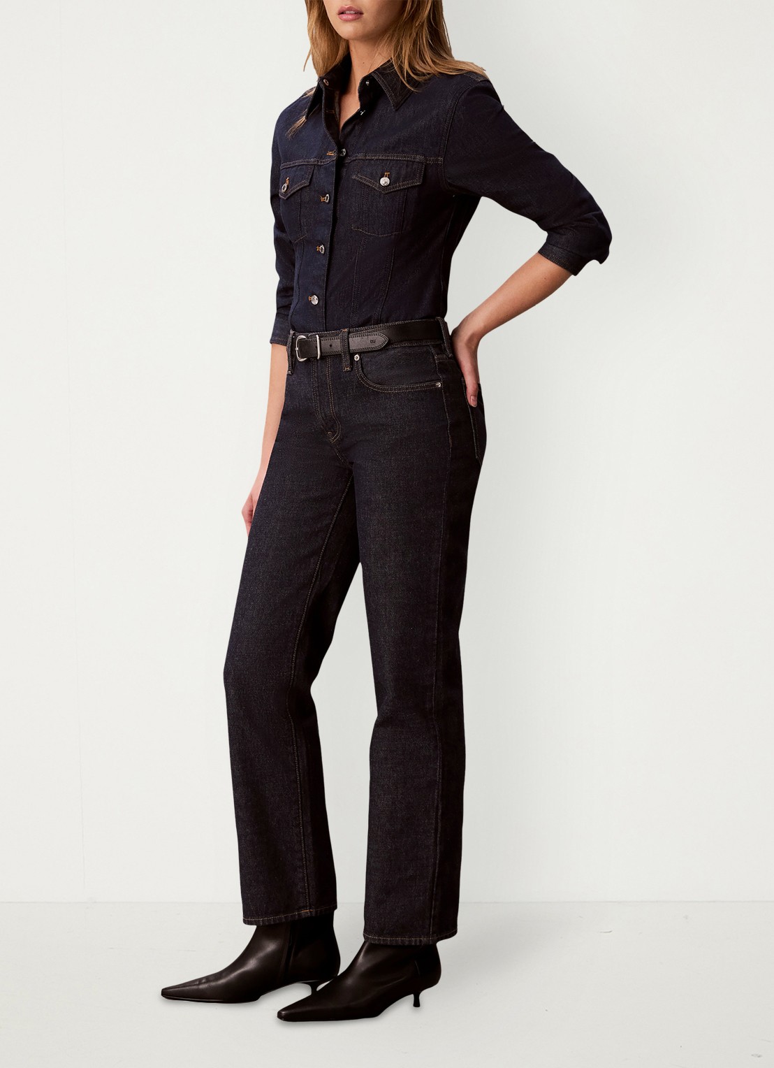 Calvin Klein Low waist straight leg jeans met steekzakken - detail 5 donkerblauw