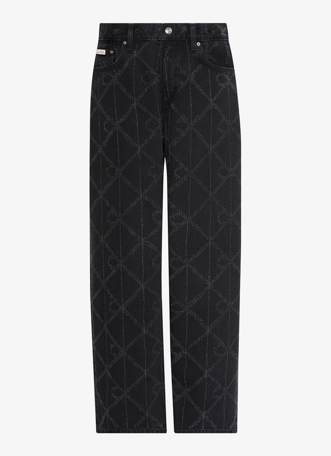 Calvin Klein Low waist wide fit jeans met logoprint - voorkant zwart