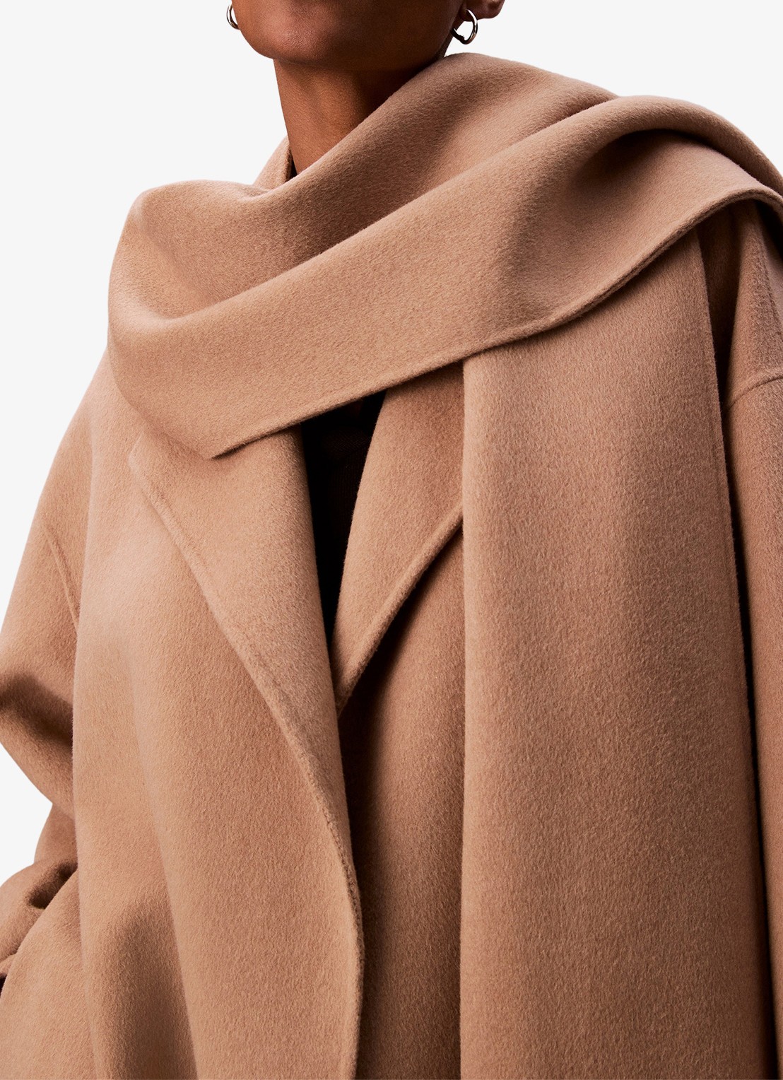 Calvin Klein Mantel met sjaalkraag - detail 2 camel
