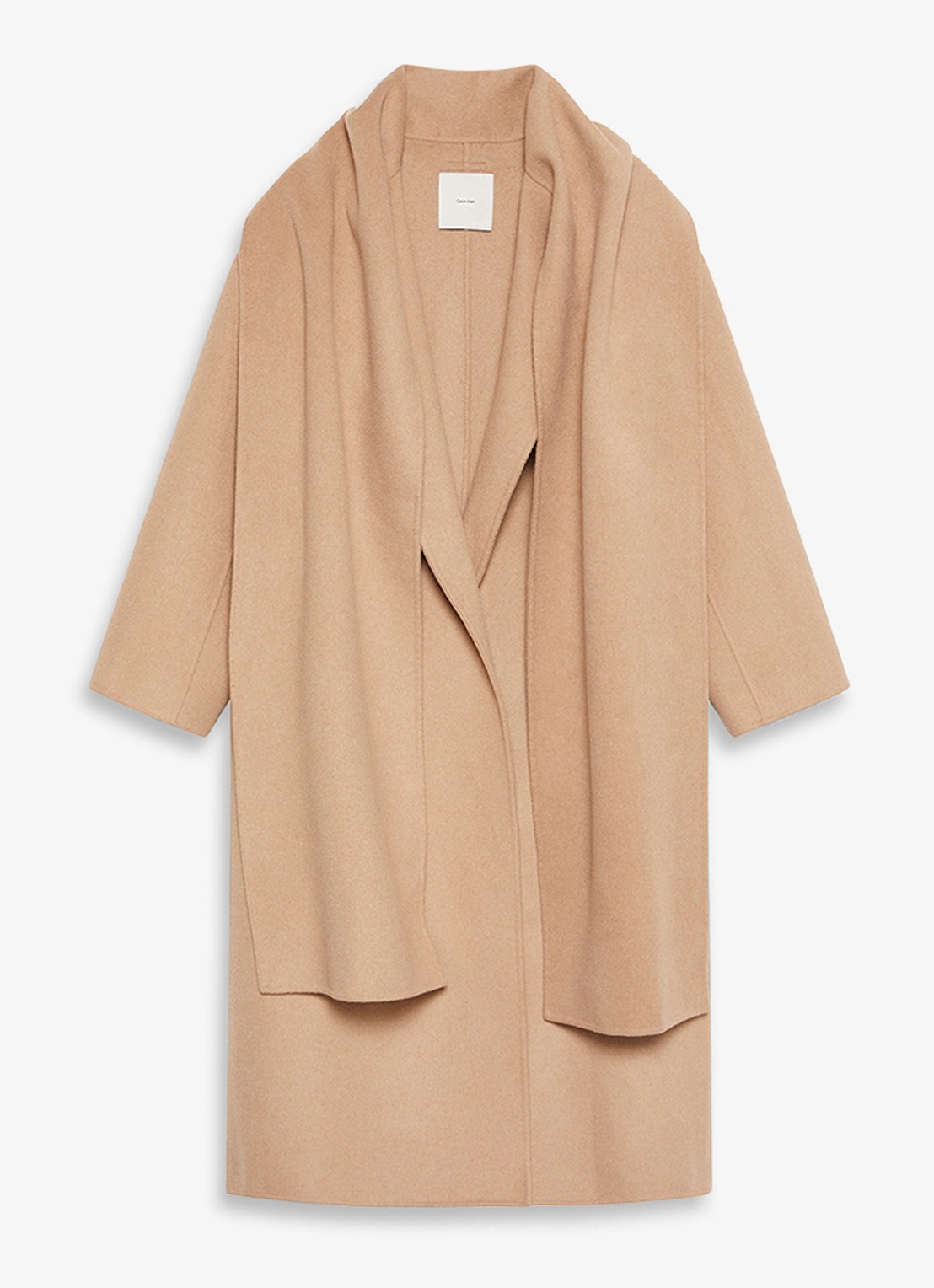 Calvin Klein Mantel met sjaalkraag - voorkant 6 camel