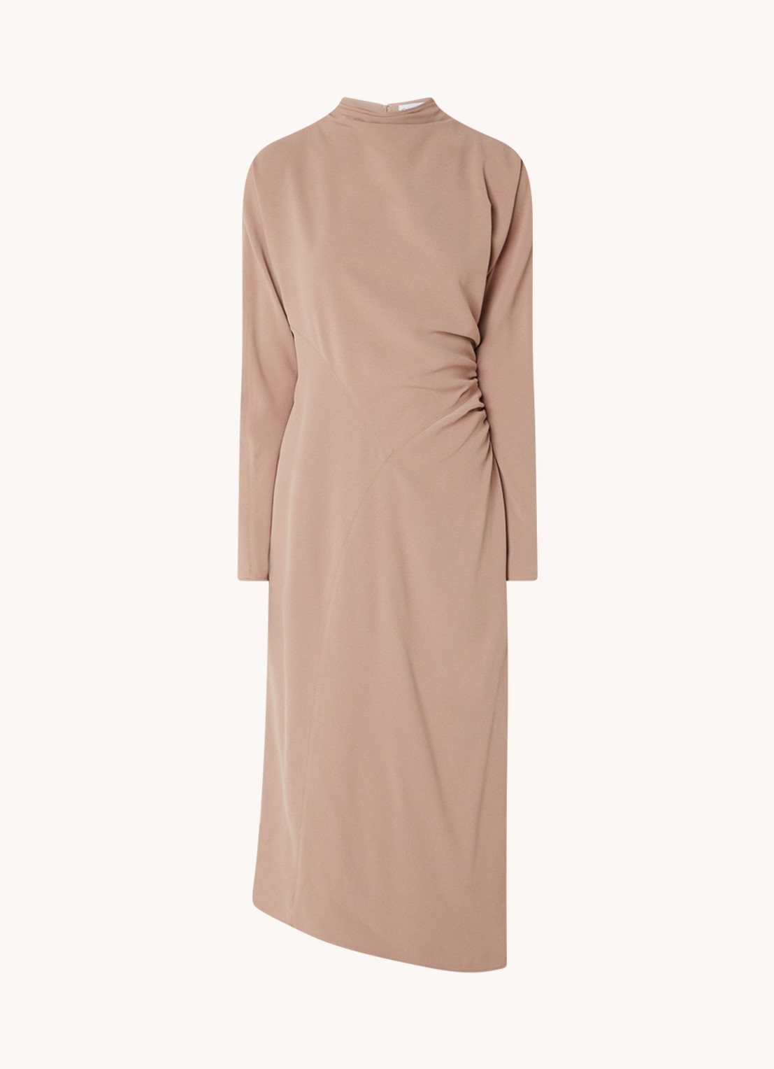 Calvin Klein Maxi jurk met plooidetail en asymmetrische zoom - voorkant 3 lichtbruin