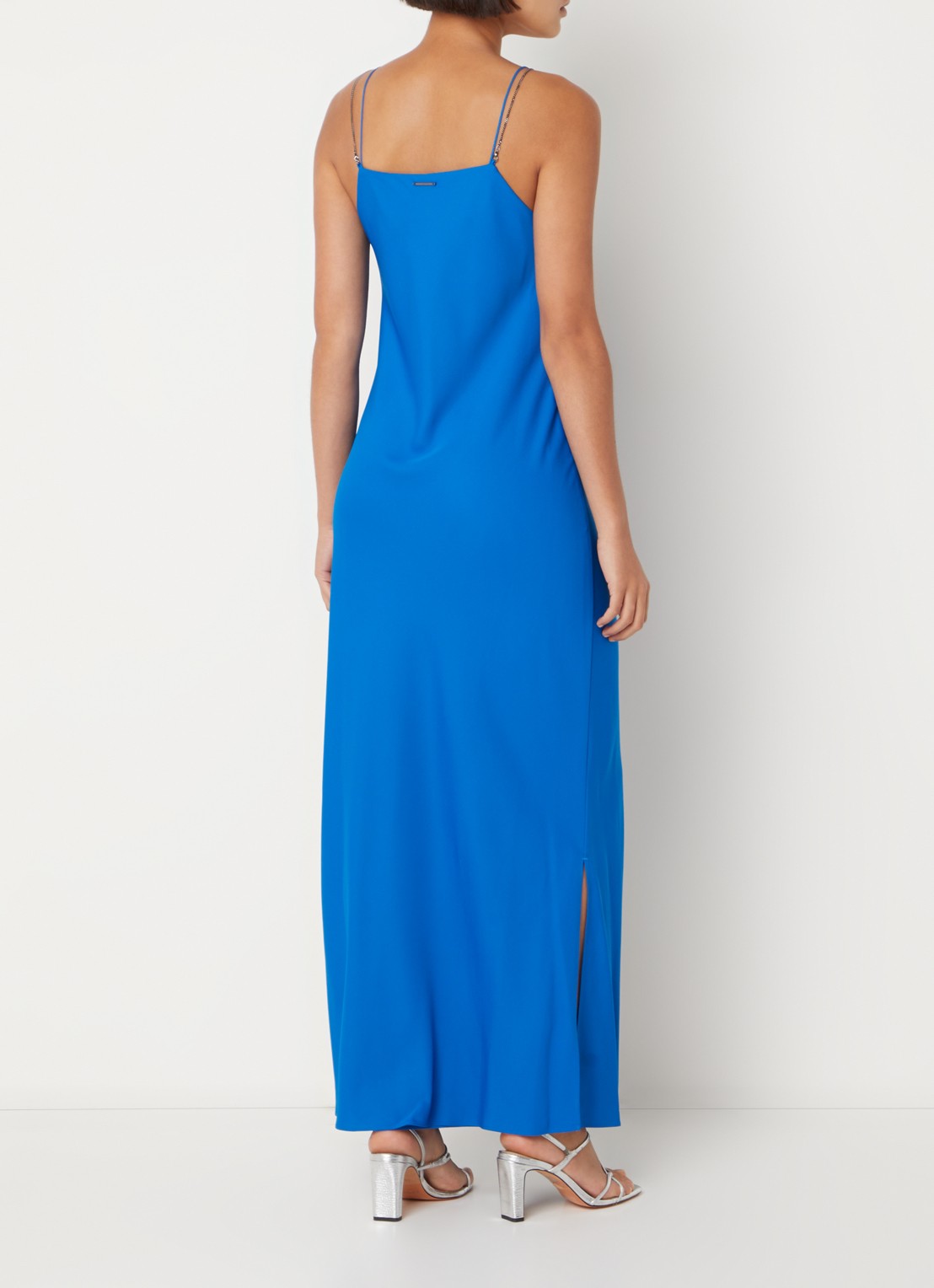 Calvin Klein Maxi jurk met split - achterkant 4 kobaltblauw