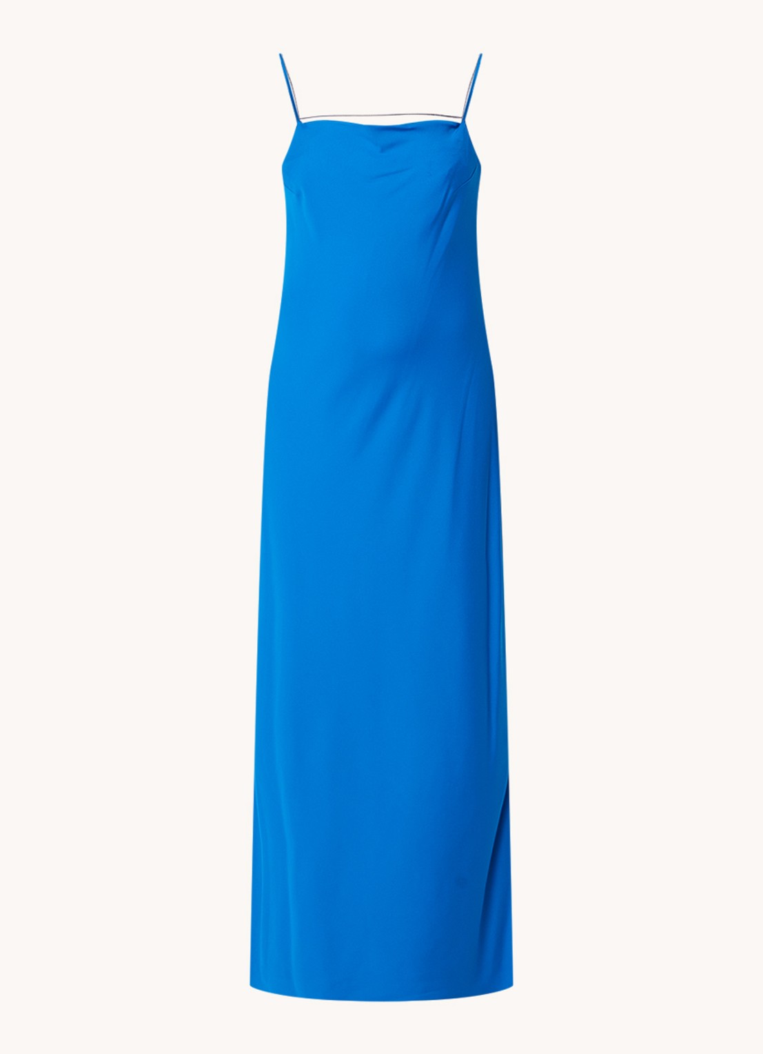 Calvin Klein Maxi jurk met split - voorkant 2 kobaltblauw