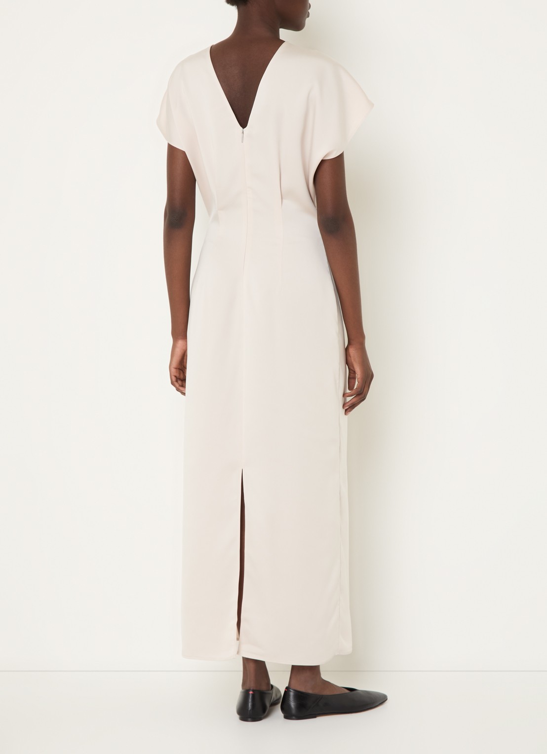 Calvin Klein Maxi jurk van satijn met split - achterkant creme
