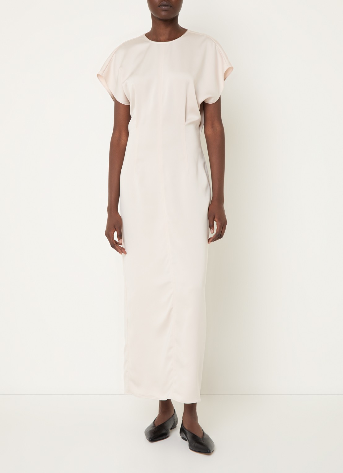 Calvin Klein Maxi jurk van satijn met split - detail 2 creme